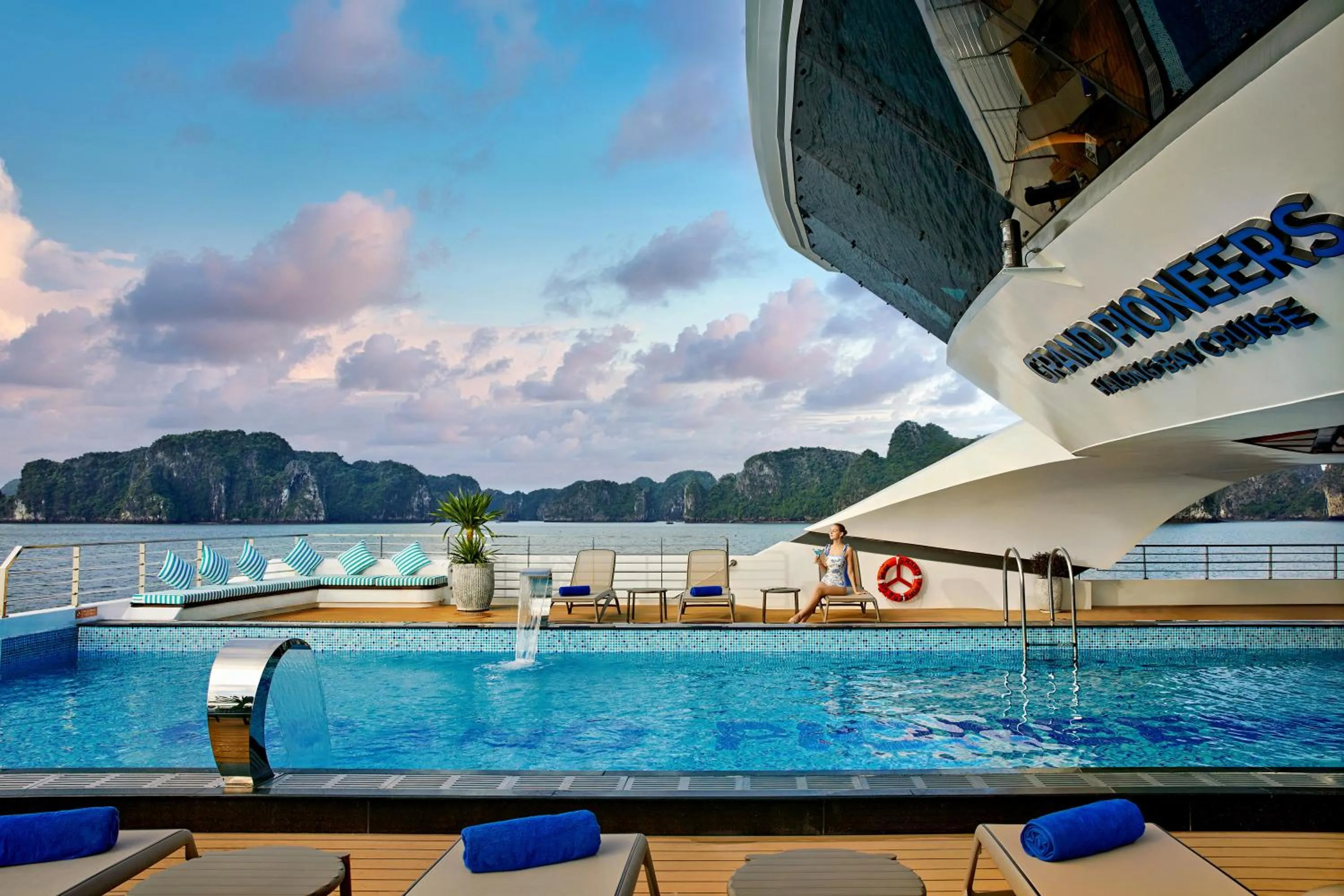 Pool view in Grand Pioneers Halong Bay Cruise 2