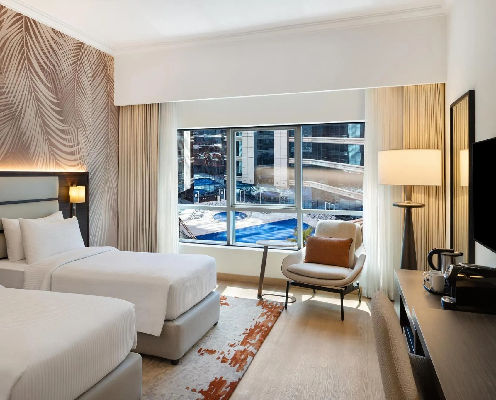 View (from property/room), Bed in Vintage Grand Hotel Dubai