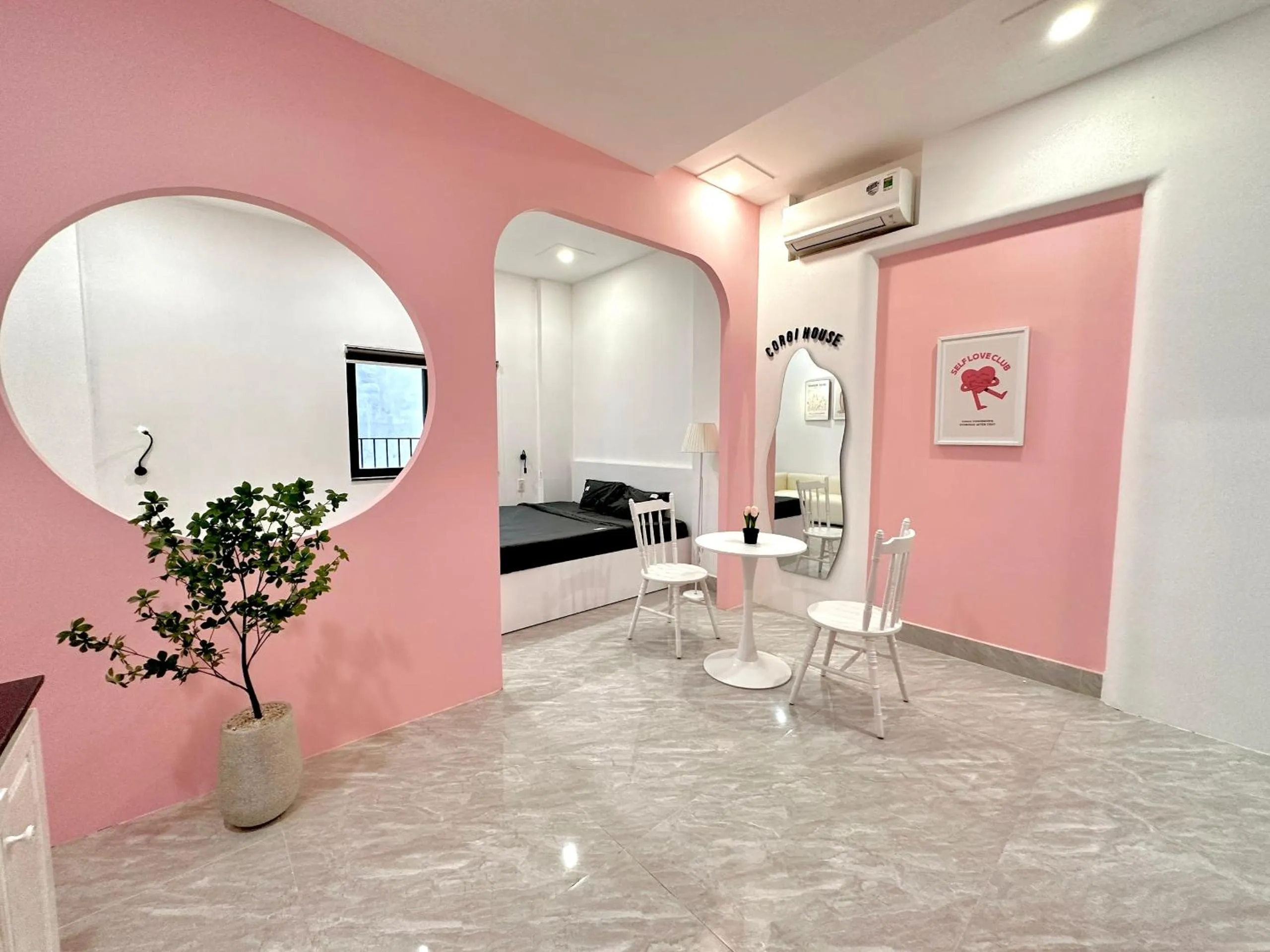 Seating area in Corgi House Danang