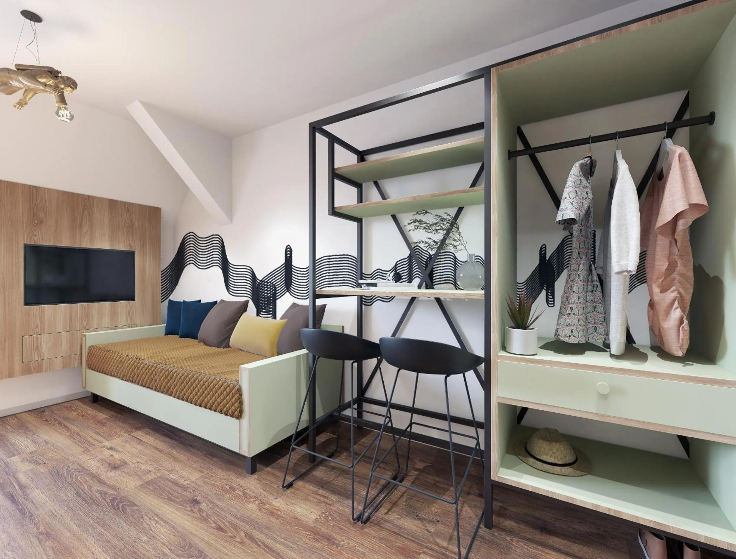 Seating area, Bed in Mezzotel