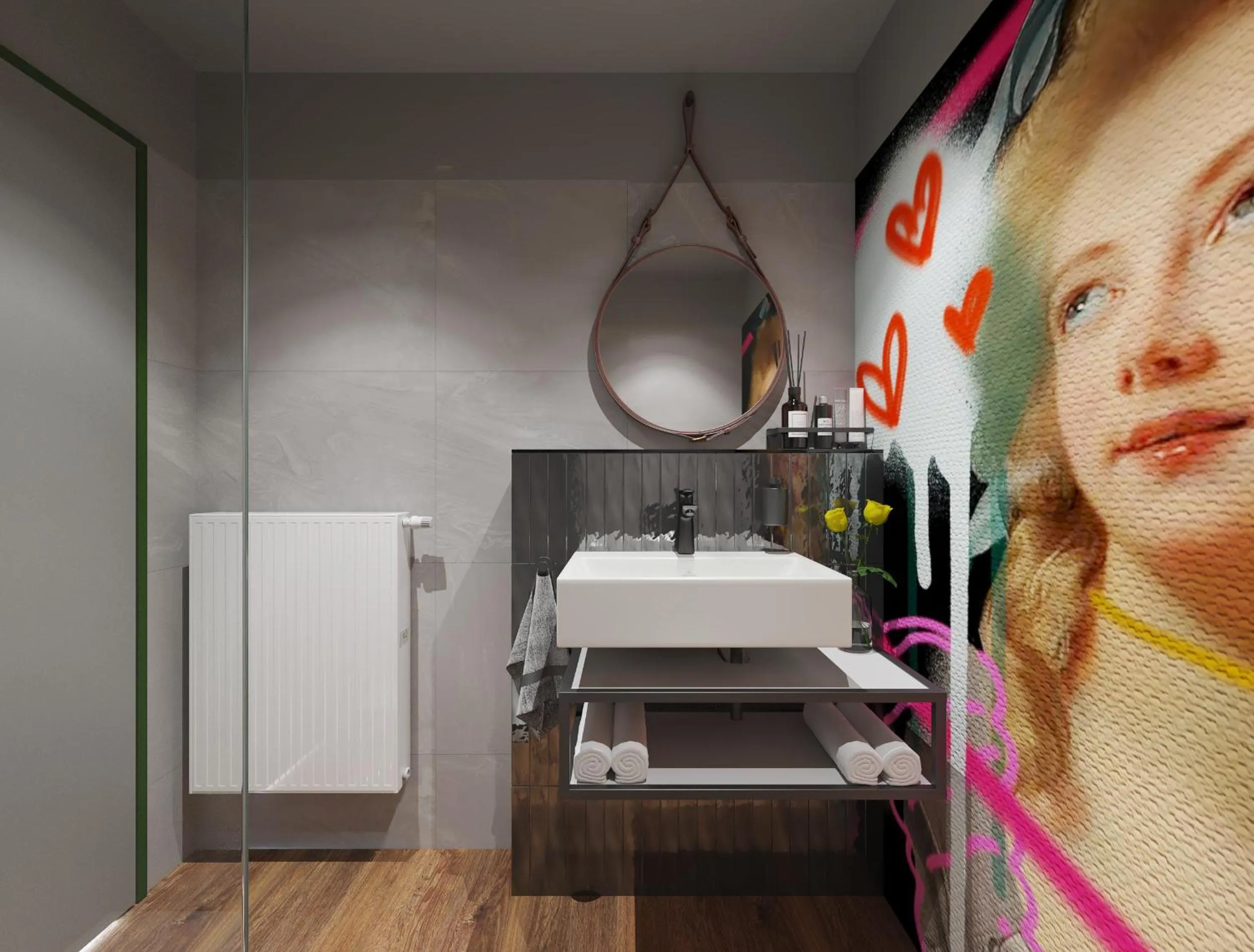 Bathroom, Bed in Mezzotel