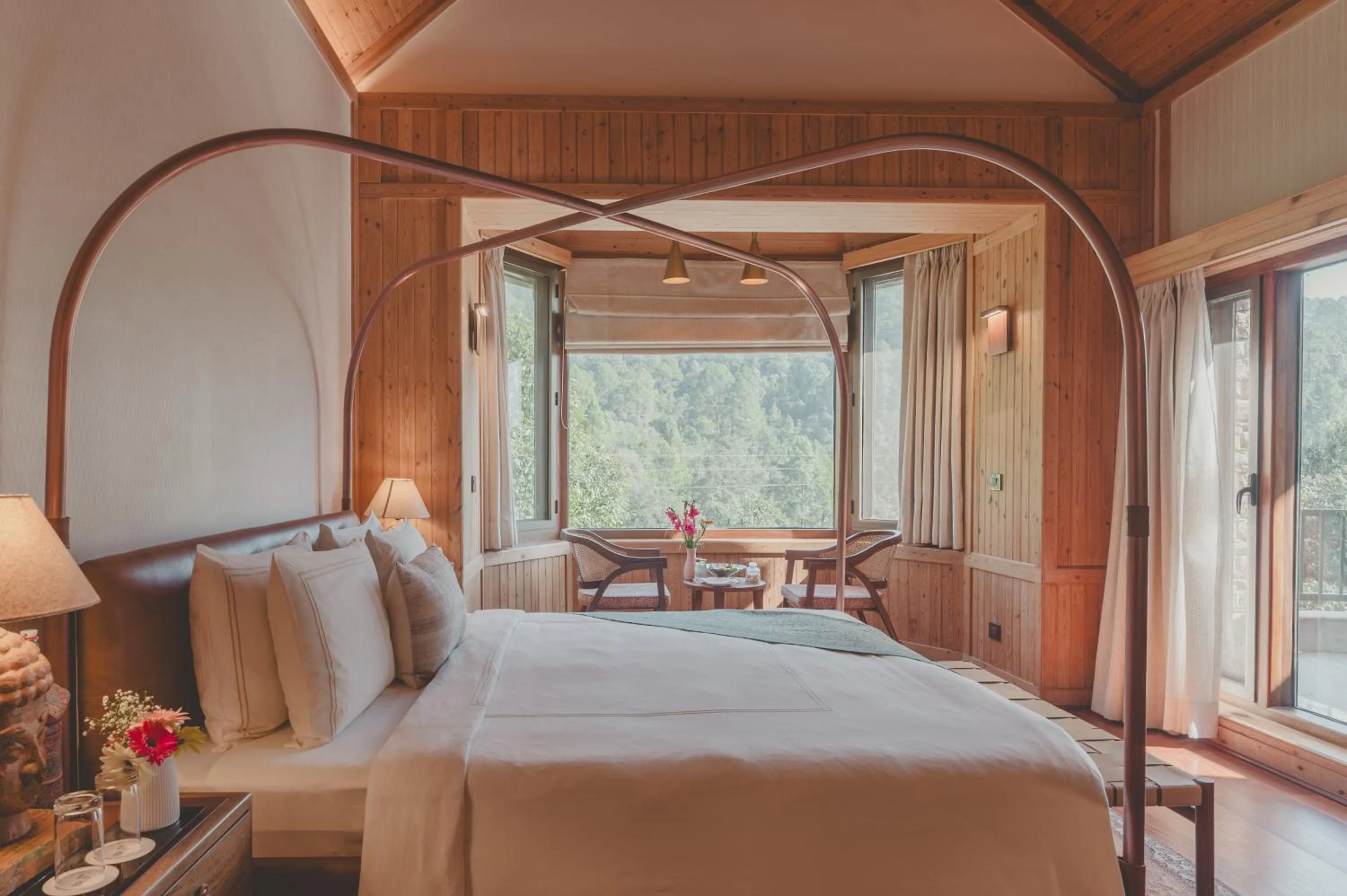 Bedroom, Bed in Brij Atmanya Bhowali, Nainital, A Luxury Mountain Escape