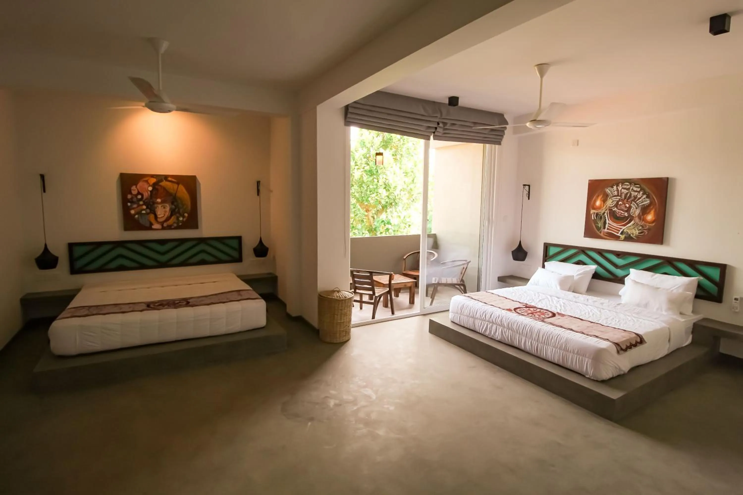 Bed in The Chariot Hikkduwa Resort