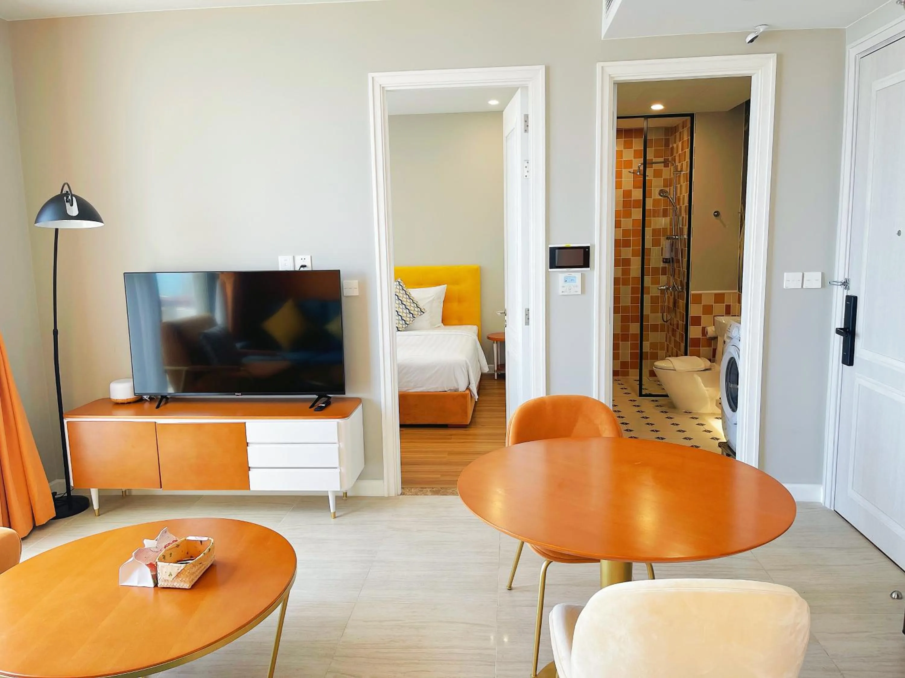 Communal lounge/ TV room, Bed in We Young Apartments by HOFs - Fireworks & Ocean view