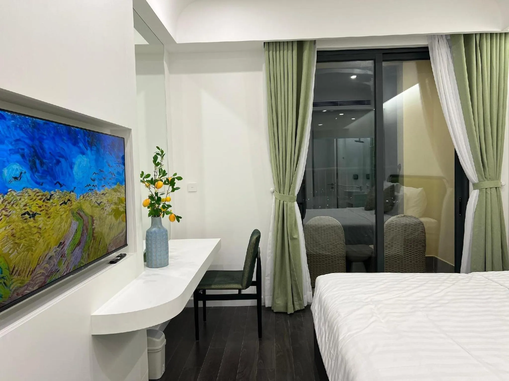 Bedroom, Bed in We Young Apartments by HOFs - Fireworks & Ocean view