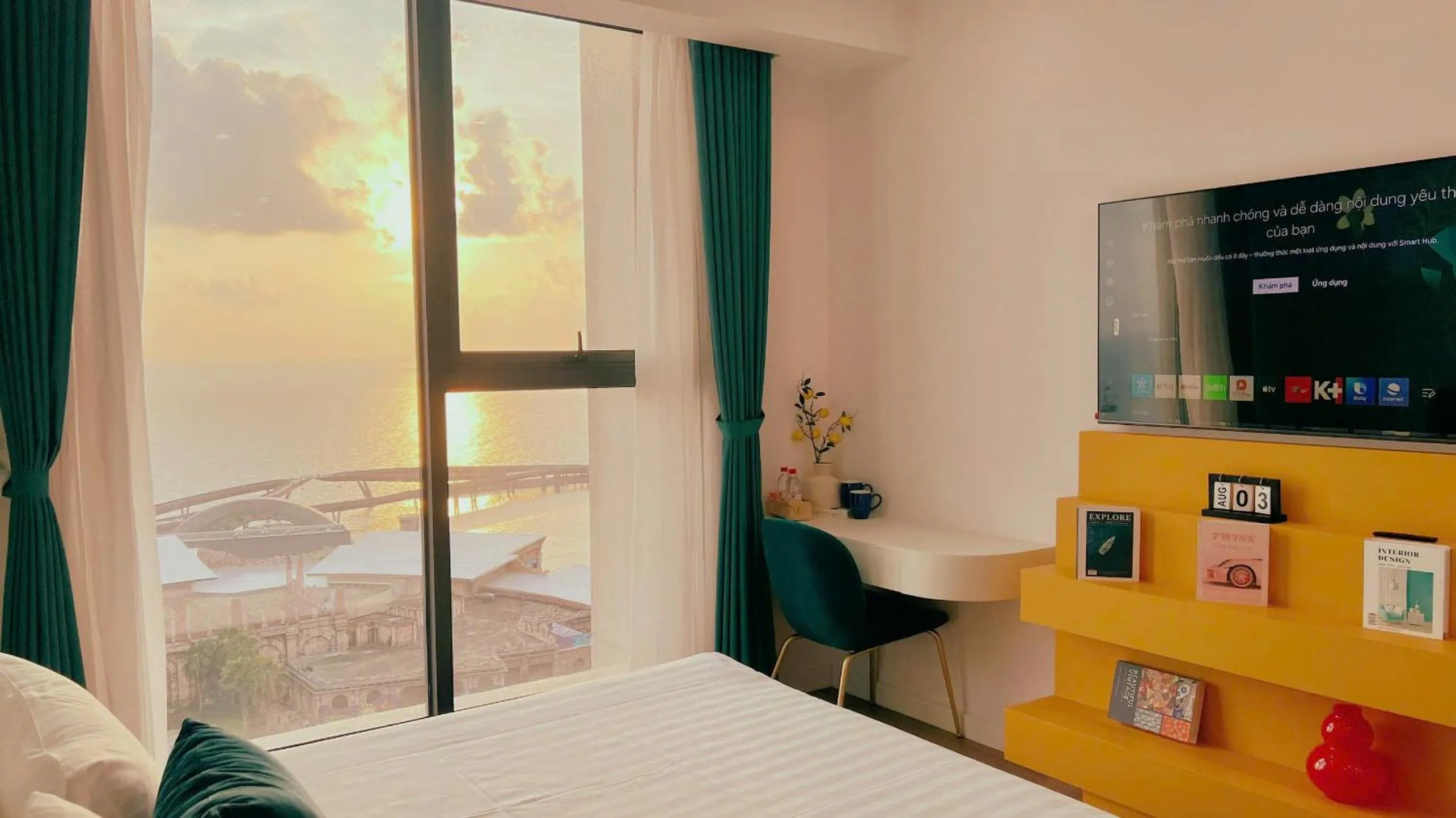 Bed in We Young Apartments by HOFs - Fireworks & Ocean view