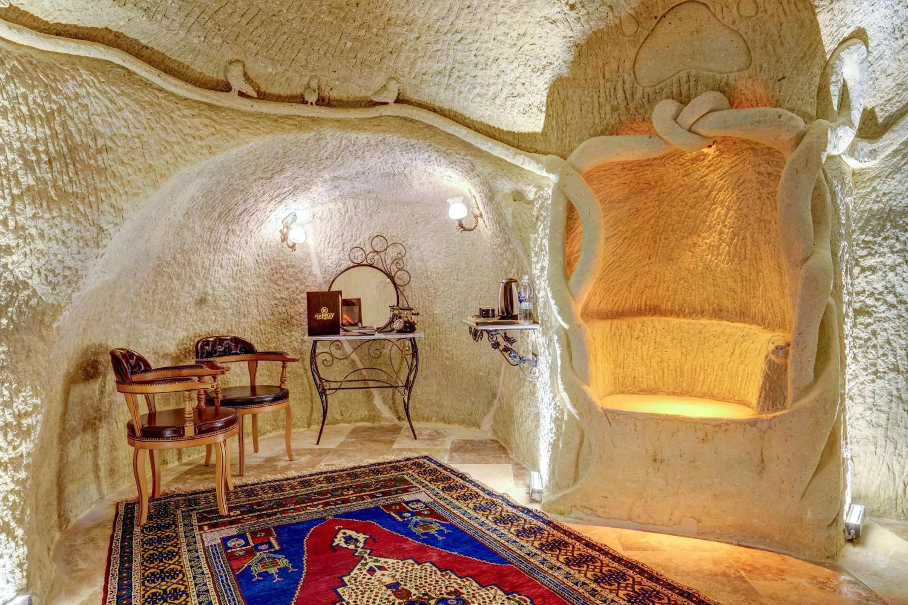 Seating area in Marbay Cave Cappadocia