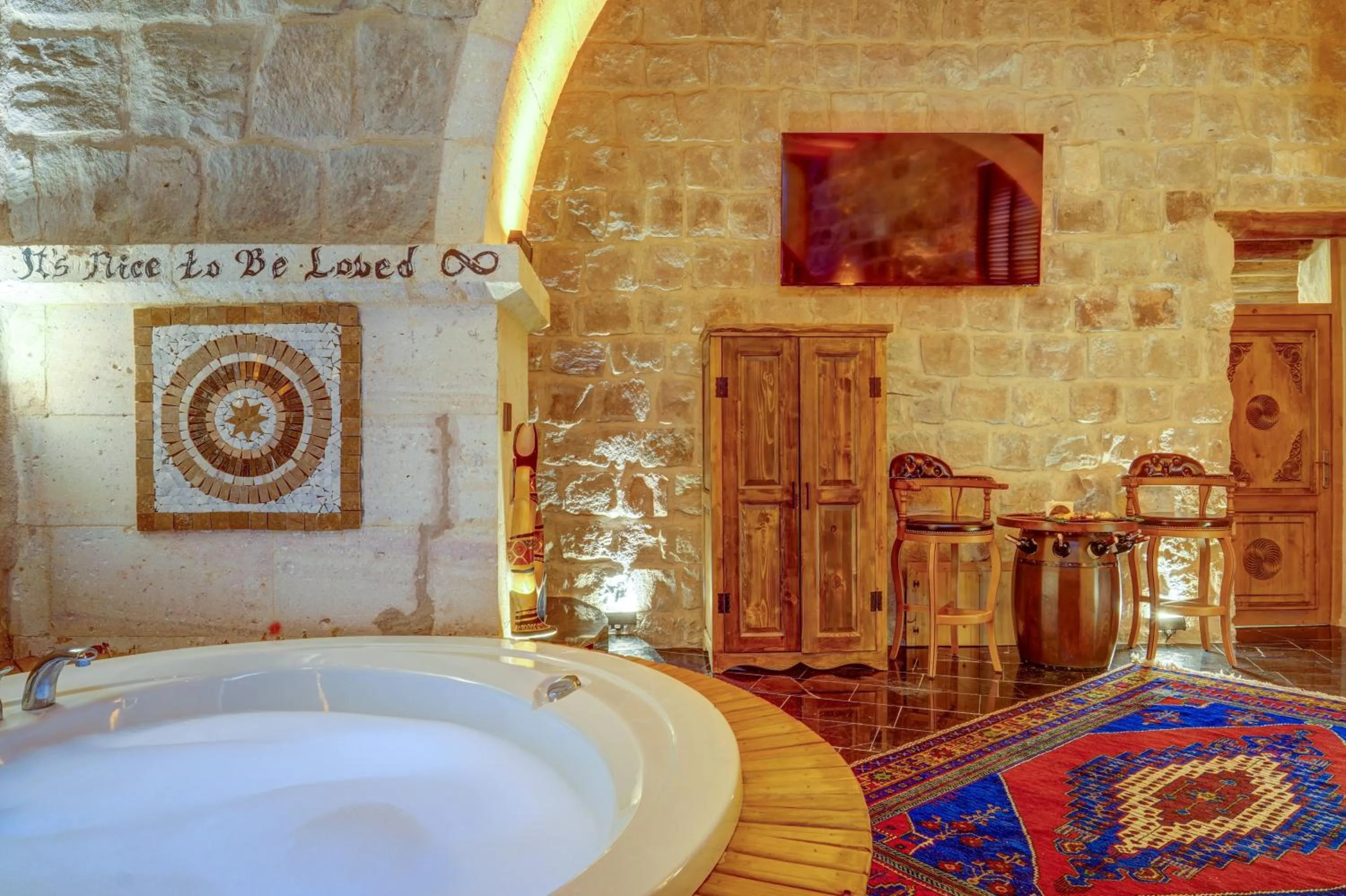 Seating area in Marbay Cave Cappadocia
