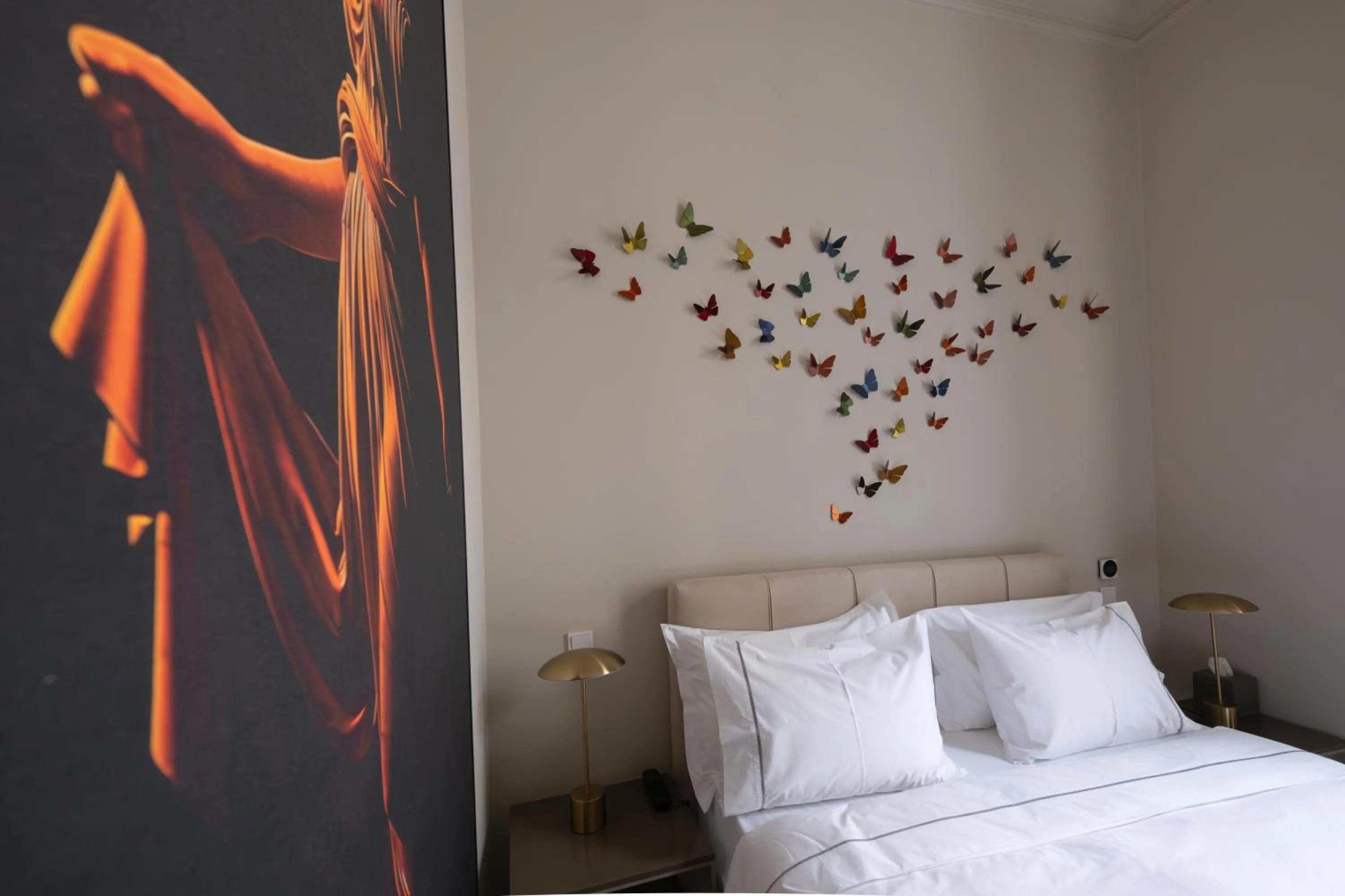 Decorative detail, Bed in Nine Athens Hotel