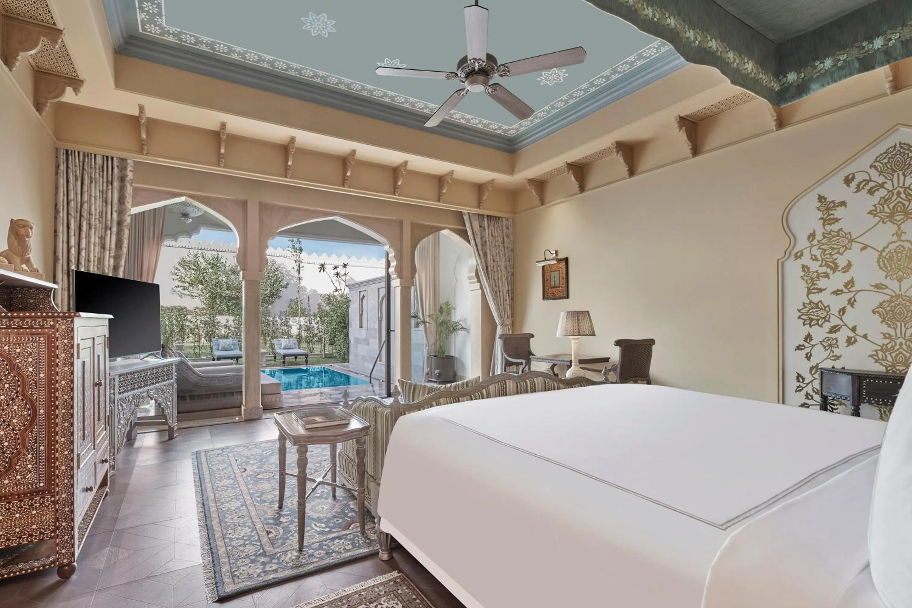 Bedroom, Bed in Raffles Jaipur