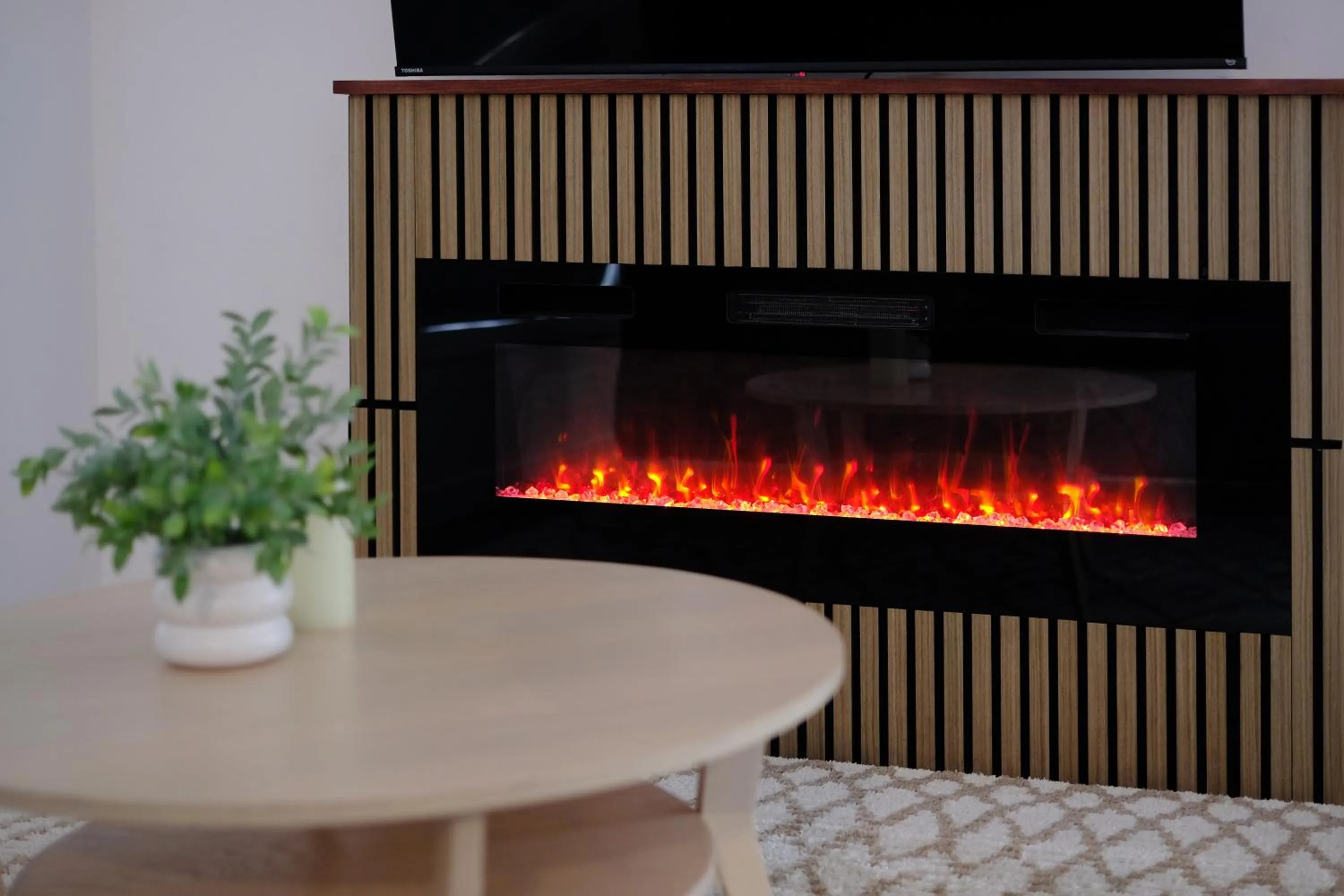 fireplace in Stay Inn Muskoka