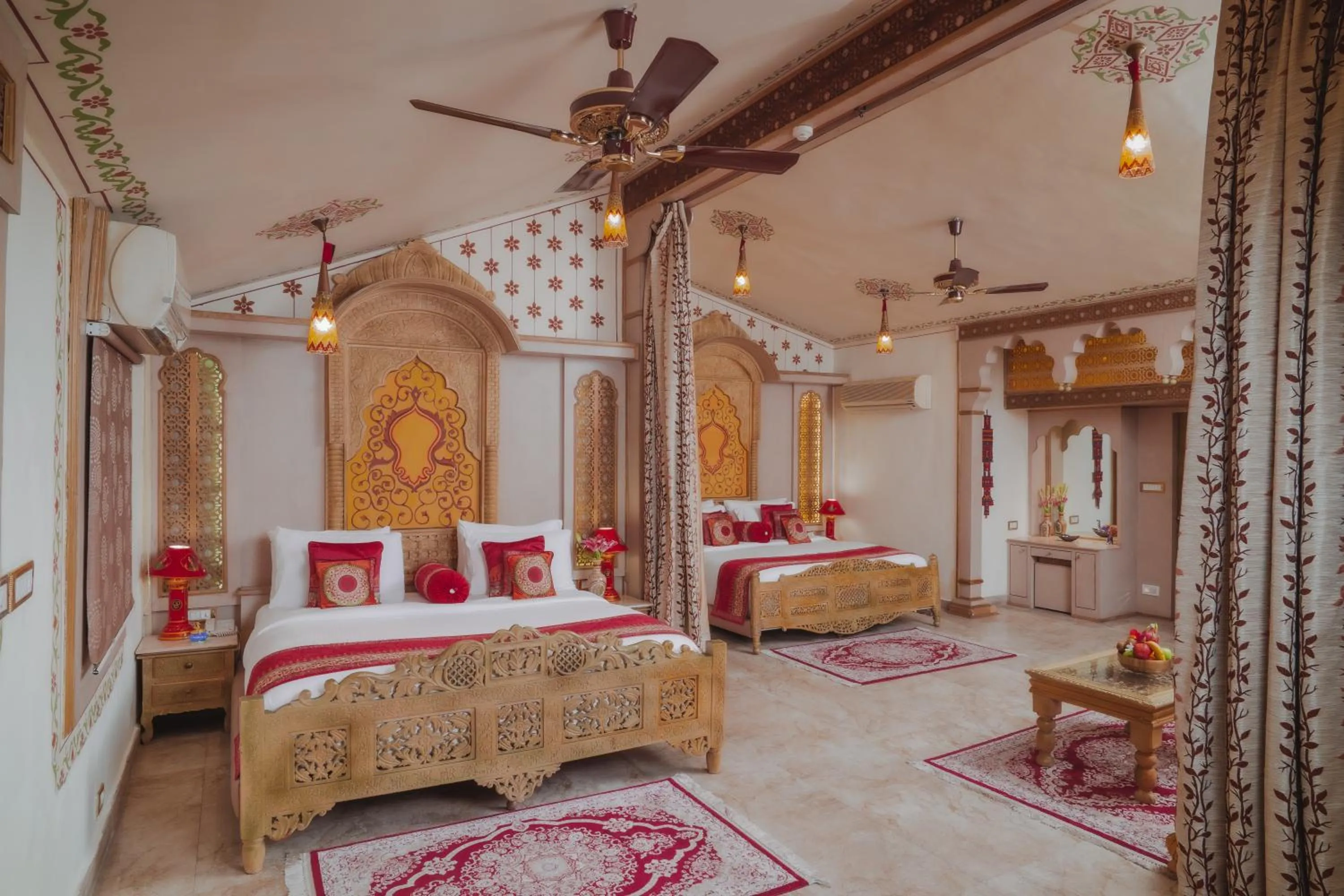 Bed in Chokhi Dhani The Ethnic 5-Star Deluxe Resort