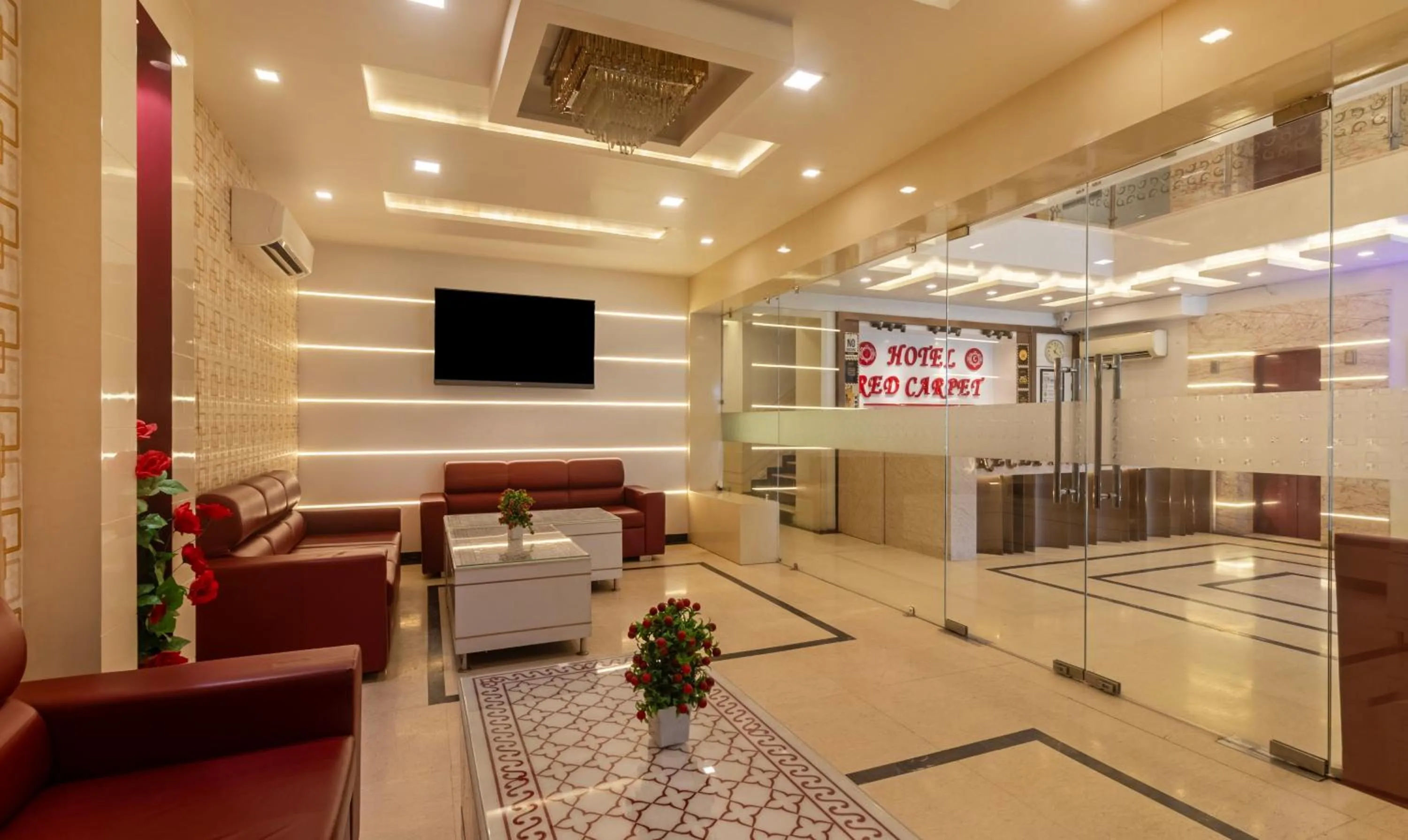 Seating area in Treebo Empire Red Carpet