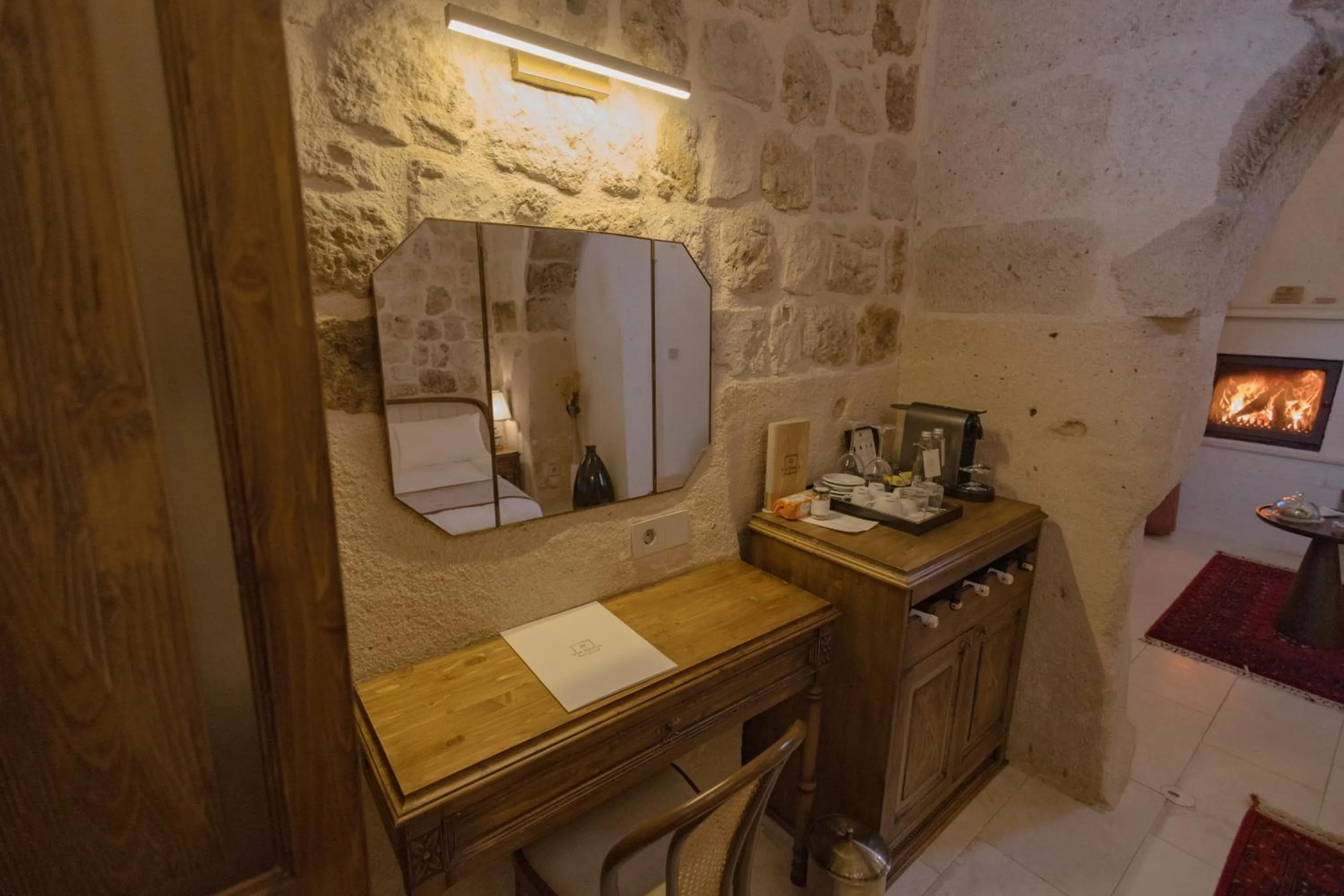 fireplace in Via Regia Cappadocia Hotel
