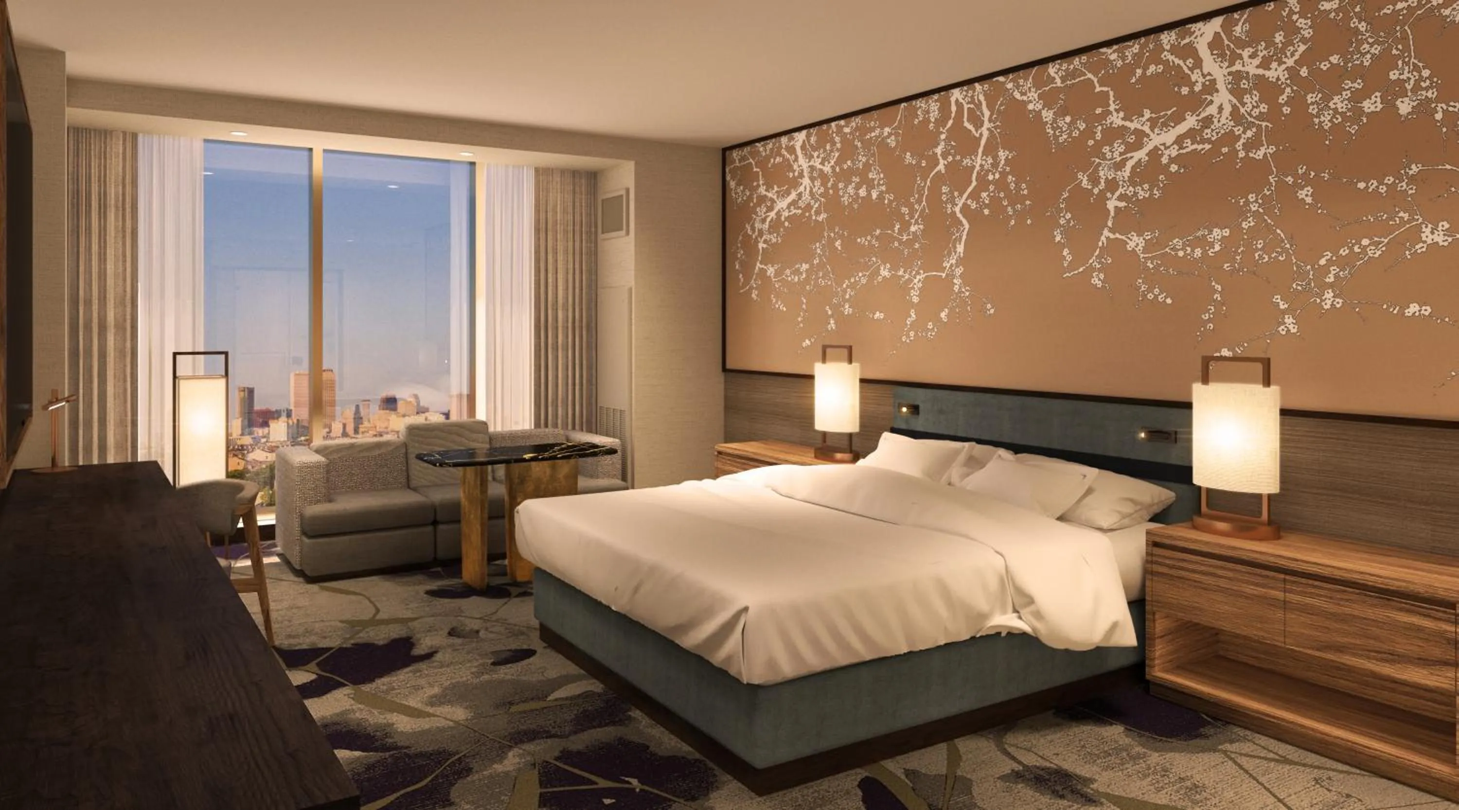 Bed in Nobu New Orleans, A Caesars Destination