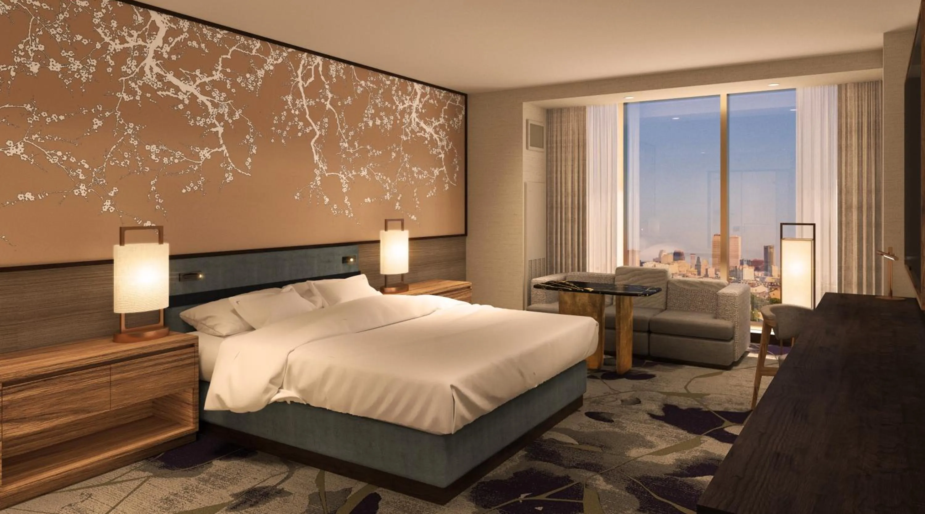 Nobu Luxury Room, 1 King, City View 	 in Nobu New Orleans, A Caesars Destination