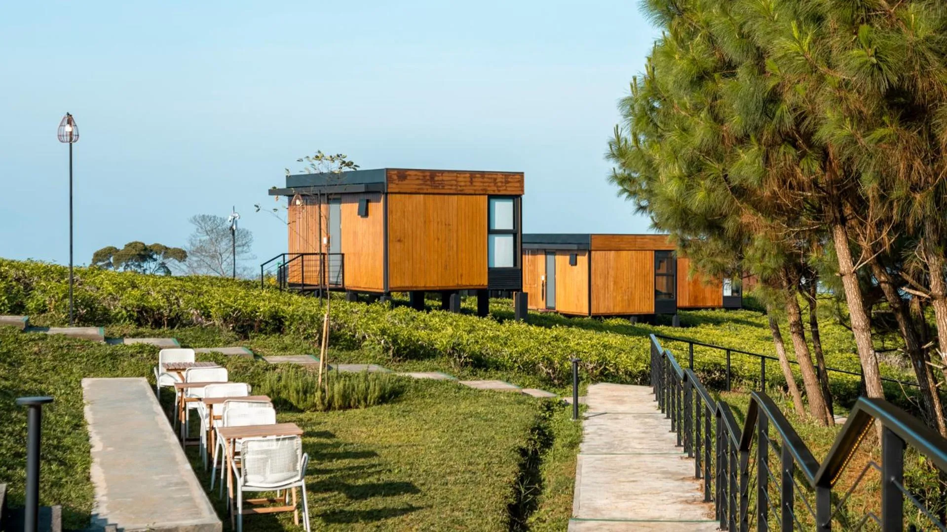 Seating area in Bobocabin Sukawana, Bandung