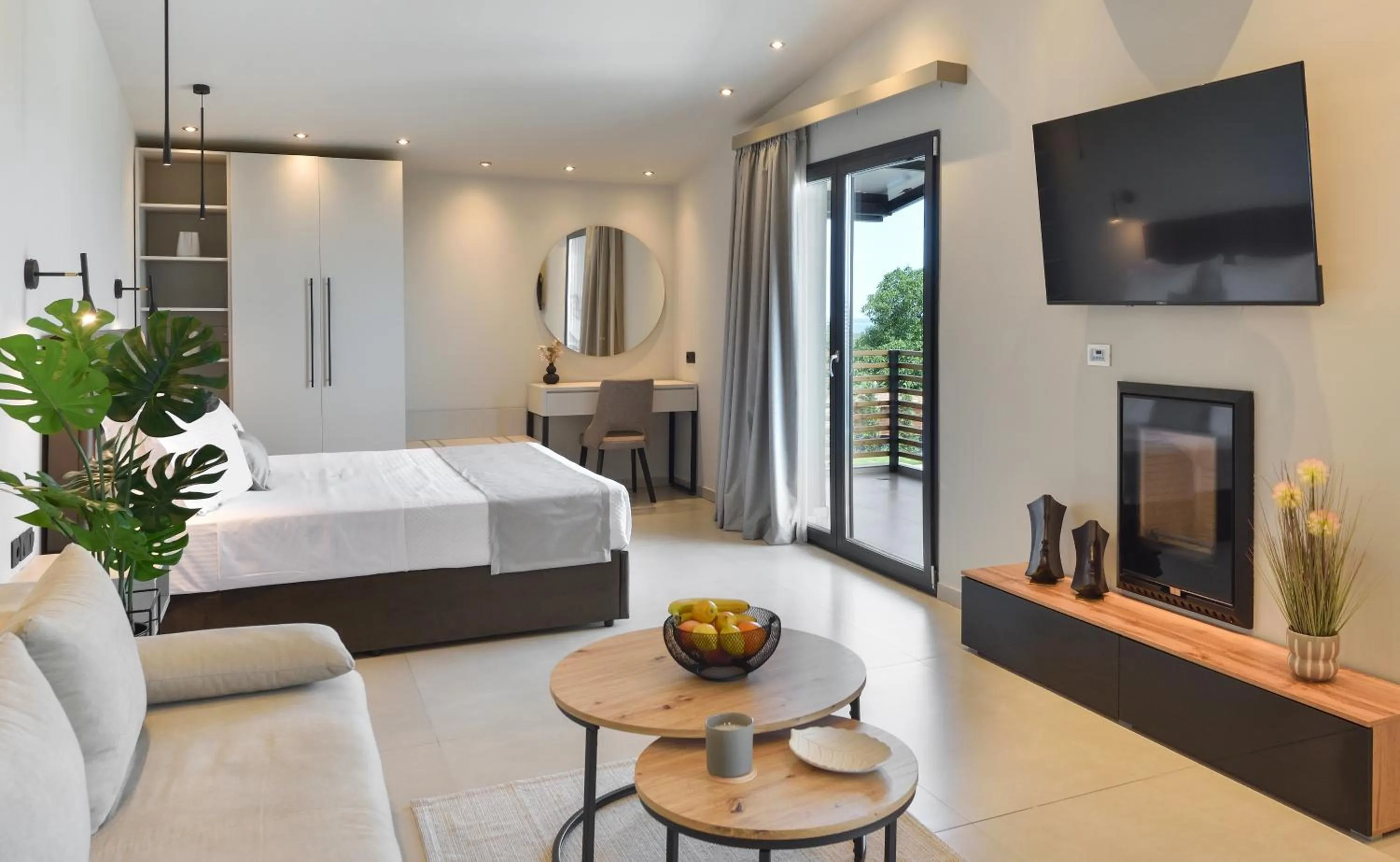 TV and multimedia, Bed in Olive All-Seasons Suites, Panel Hospitality Homes & Villas