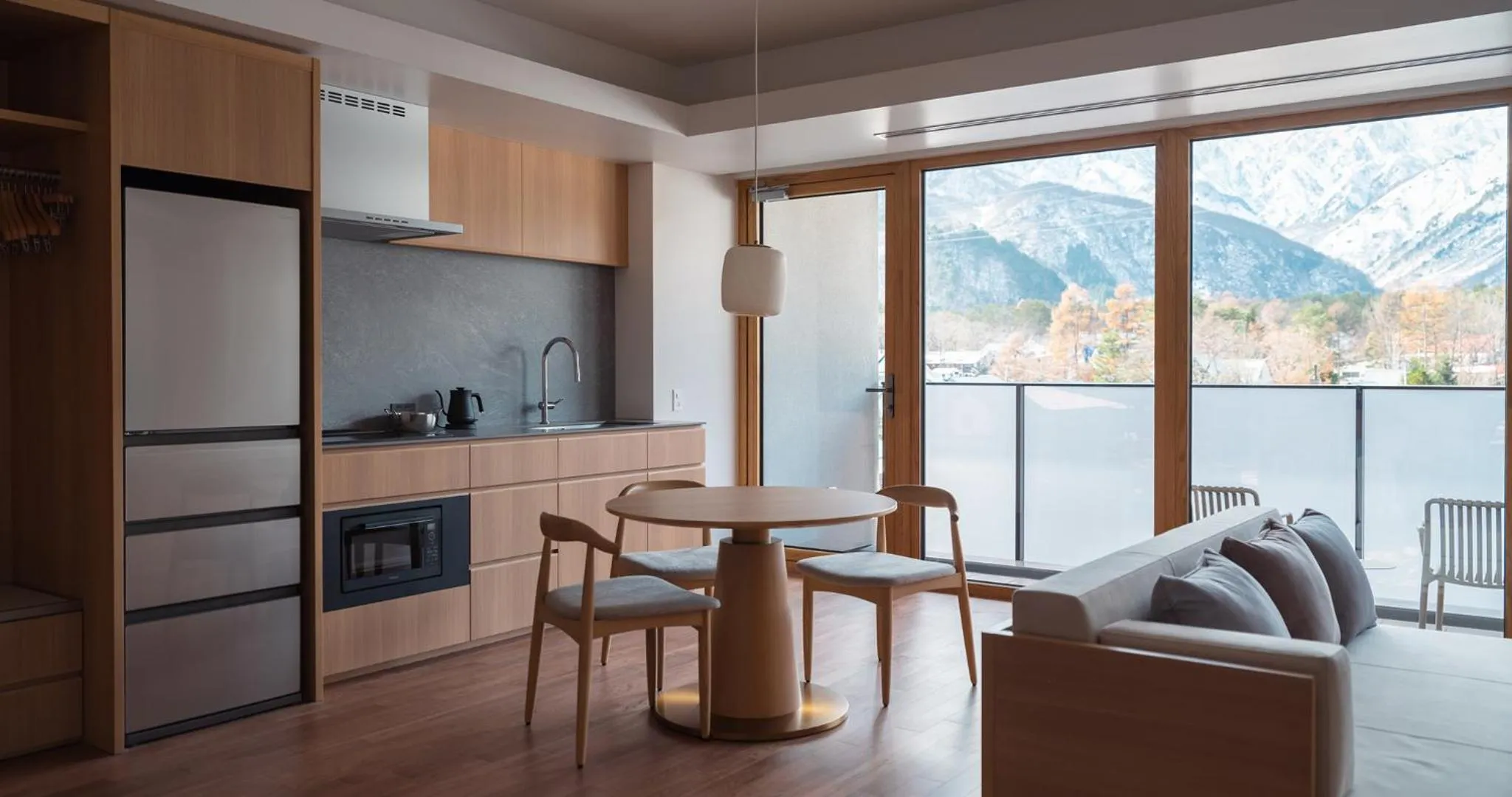 Kitchen or kitchenette in HOTEL LA VIGNE HAKUBA by Onko Chishin