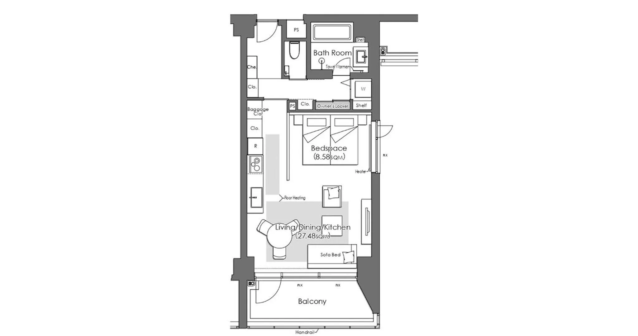 Floor plan in HOTEL LA VIGNE HAKUBA by Onko Chishin