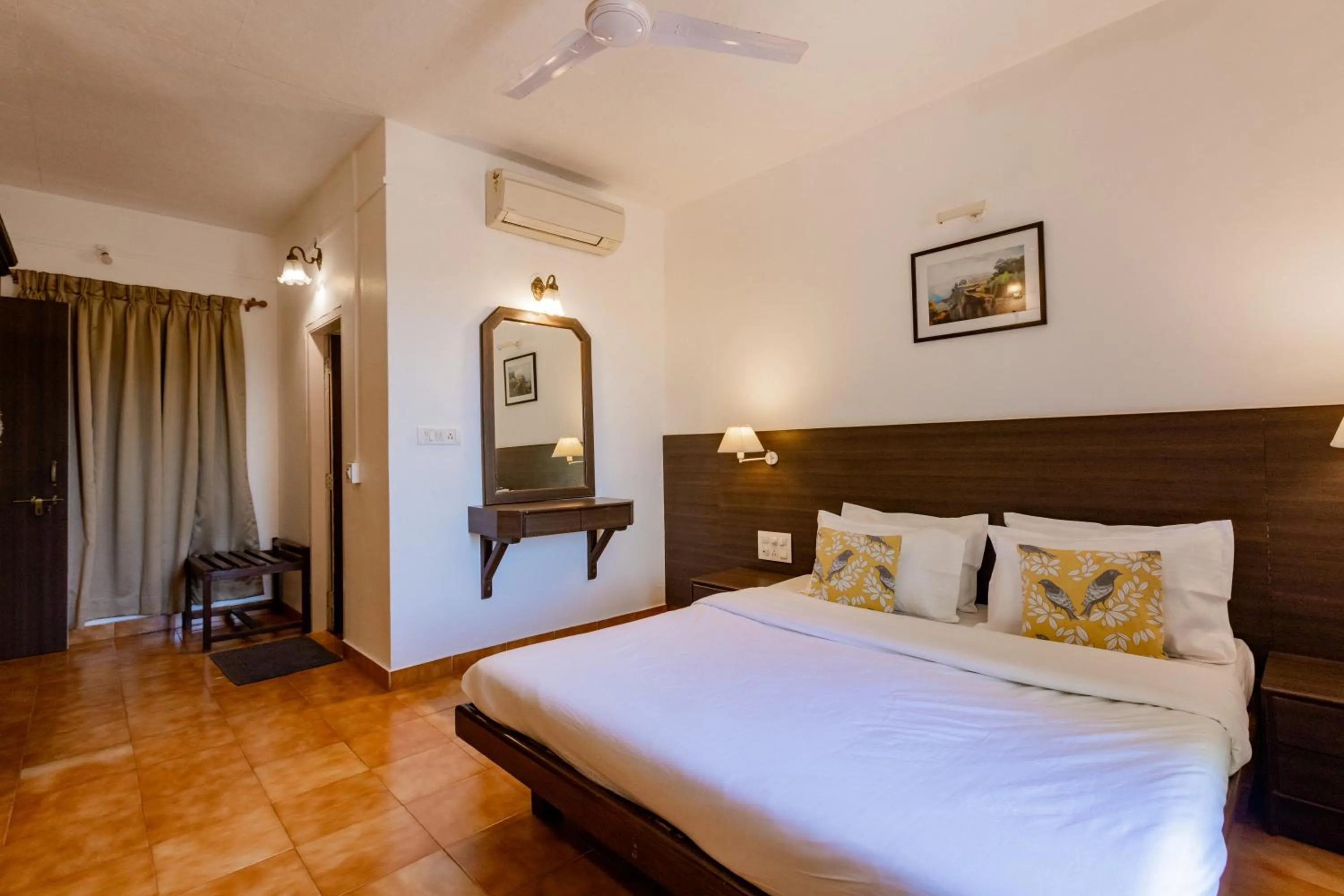 Bed in Radha Cottage Resort