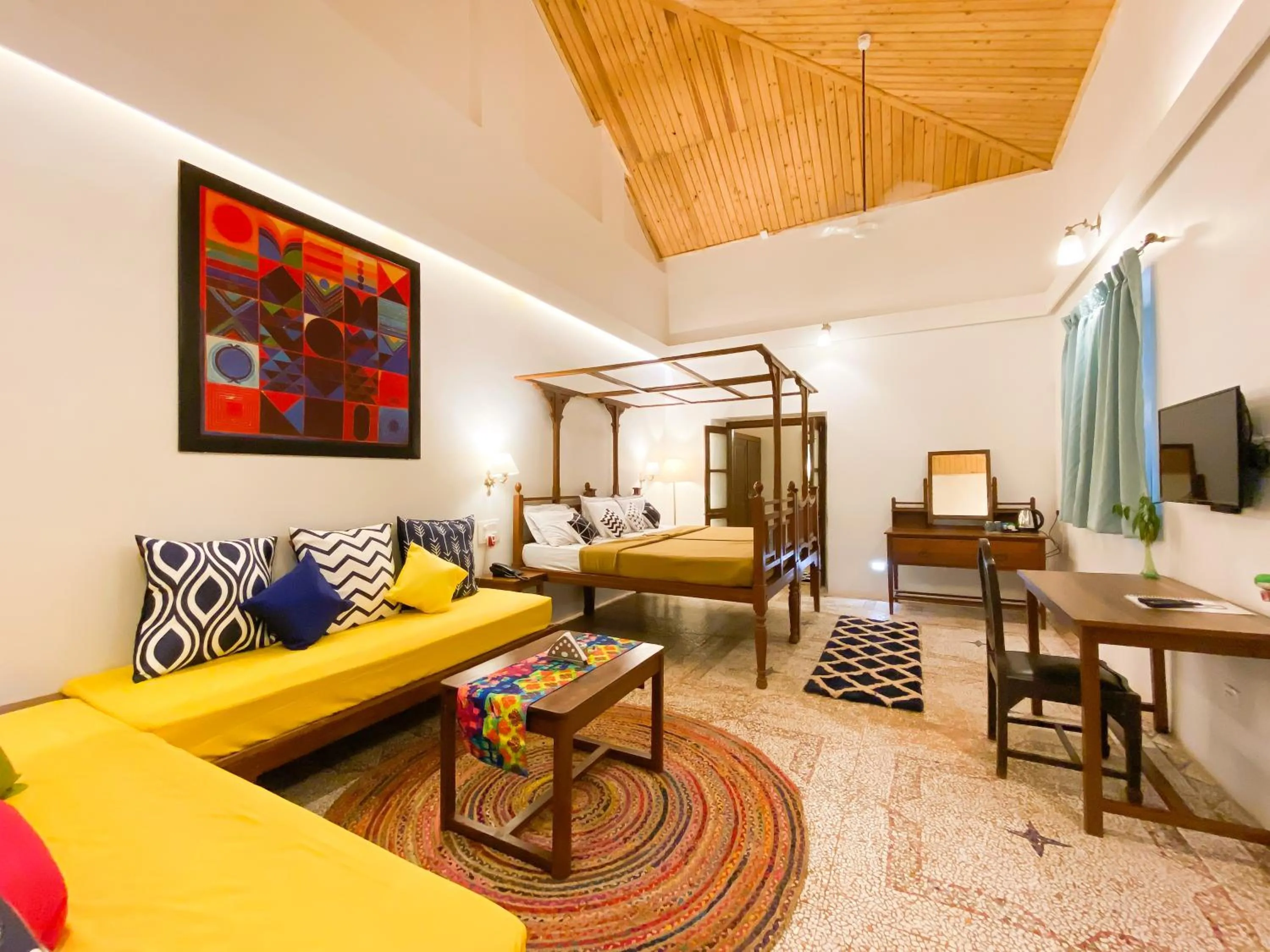 Bedroom, Bed in Radha Cottage Resort