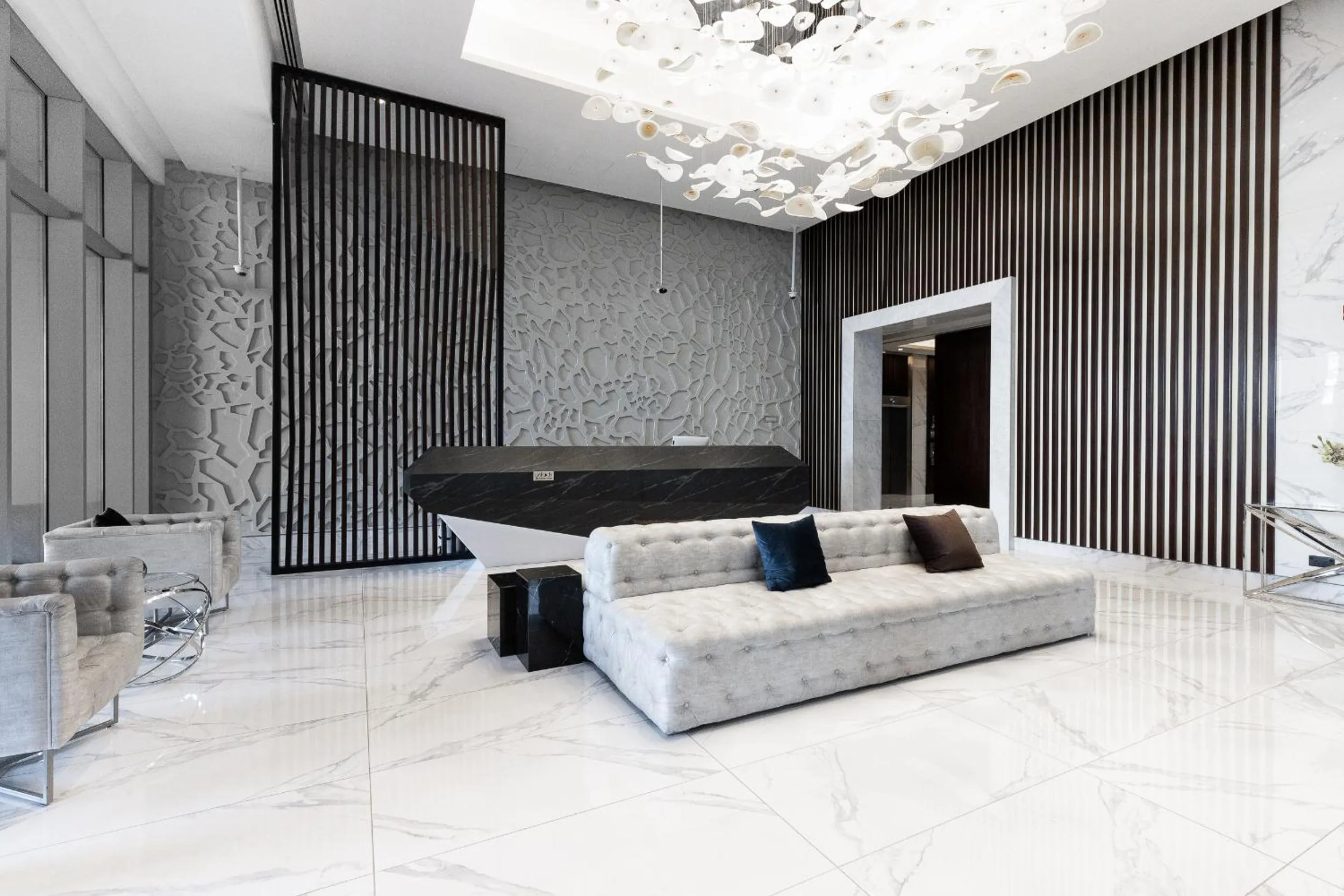 Living room in GLOBALSTAY J One Tower Apartments at Pearl of UAE