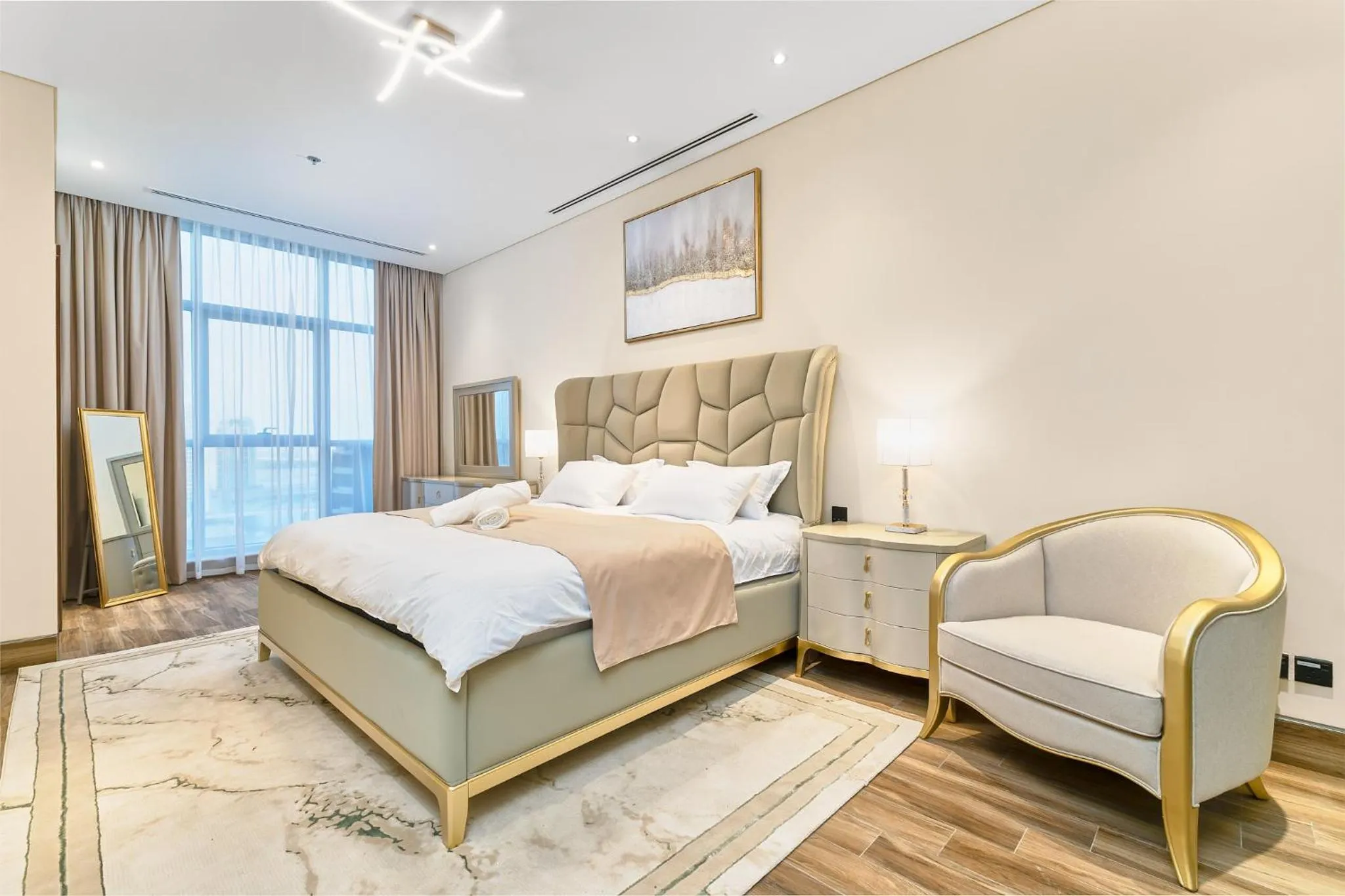 Bed in GLOBALSTAY J One Tower Apartments at Pearl of UAE