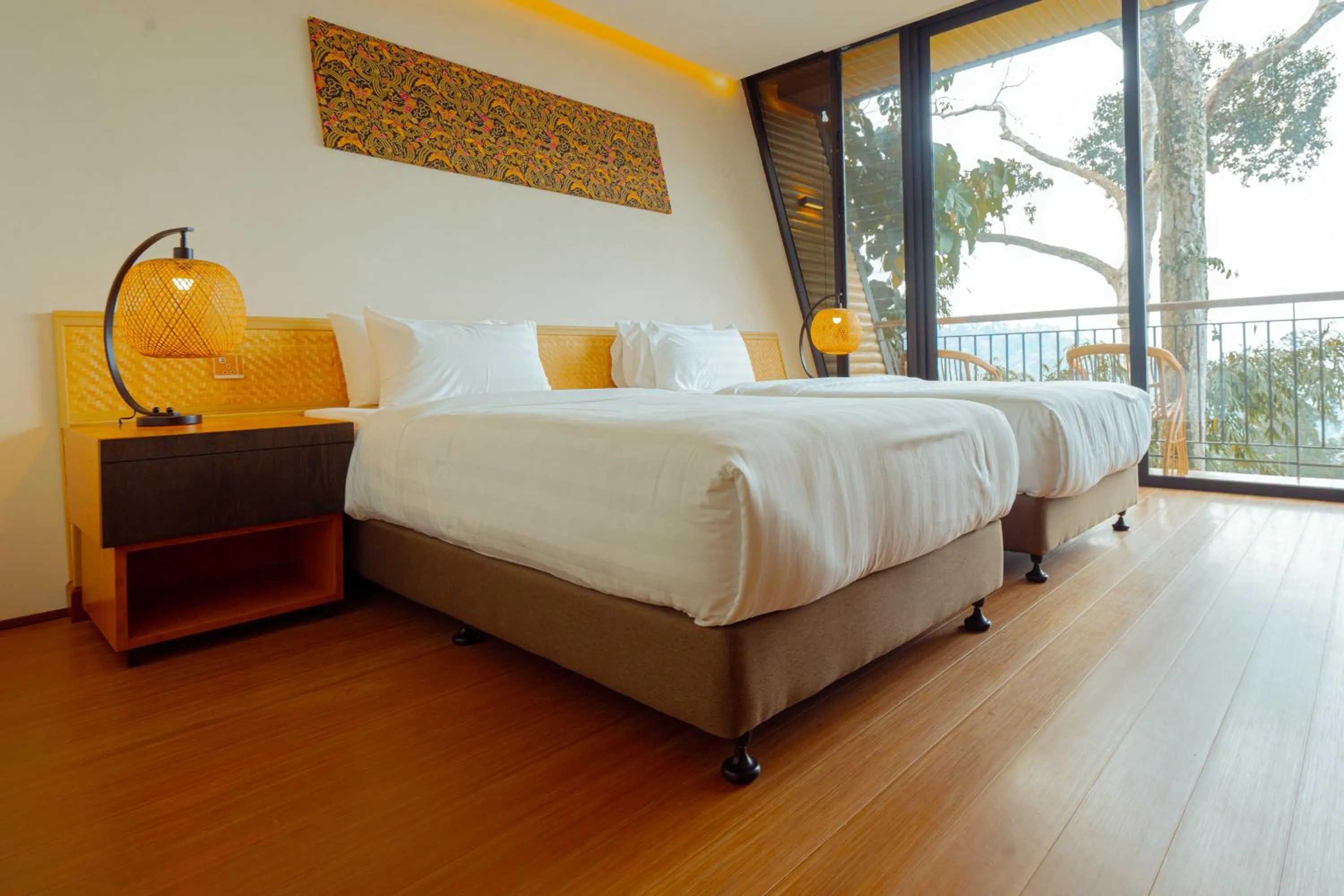 Balcony/Terrace, Bed in Vanavasa Resort