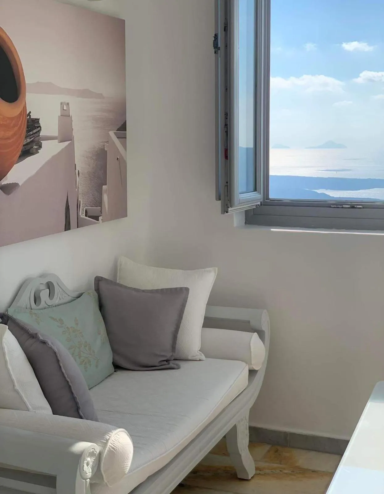 Seating area in Iliovasilema Suites