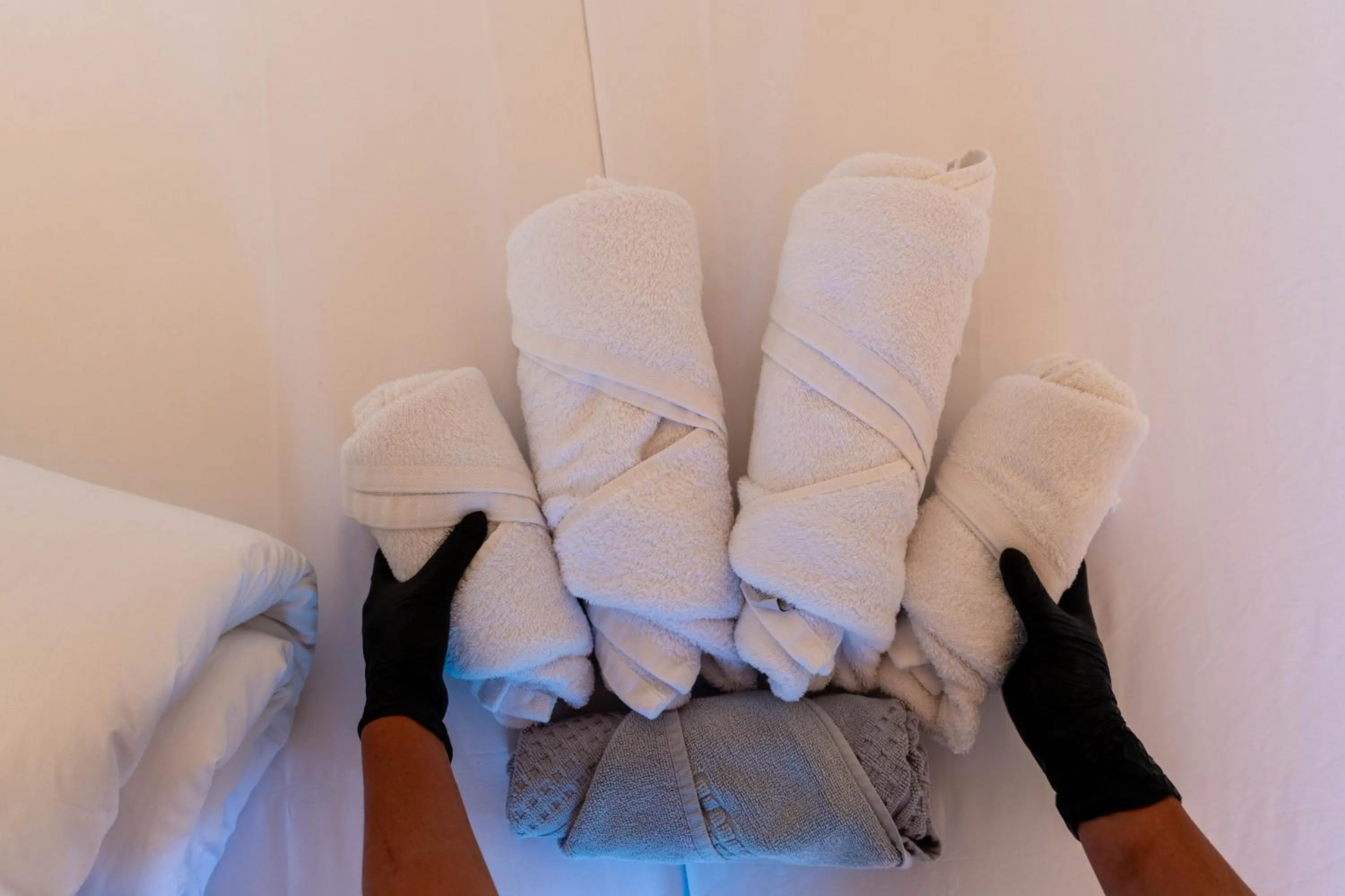 towels, Bed in Mesopotam Agrotourism Resort