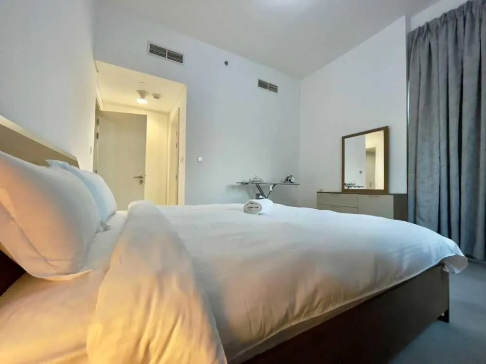 Bedroom, Bed in City View Furnished Apartment in Palette Tower in Tourist Club Area