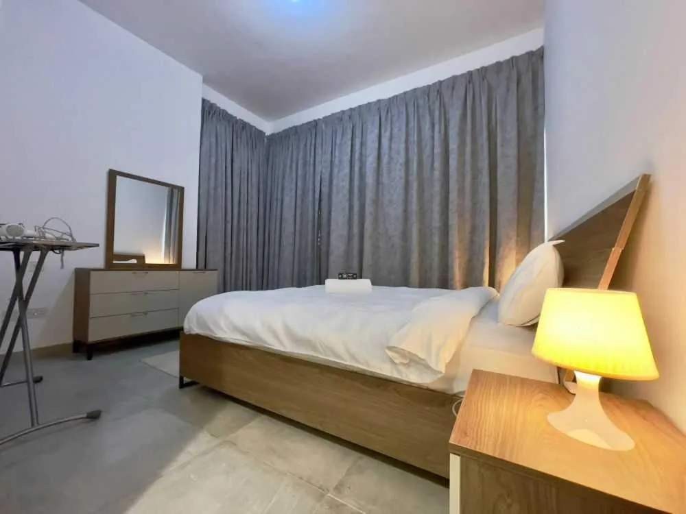 Bedroom, Bed in City View Furnished Apartment in Palette Tower in Tourist Club Area