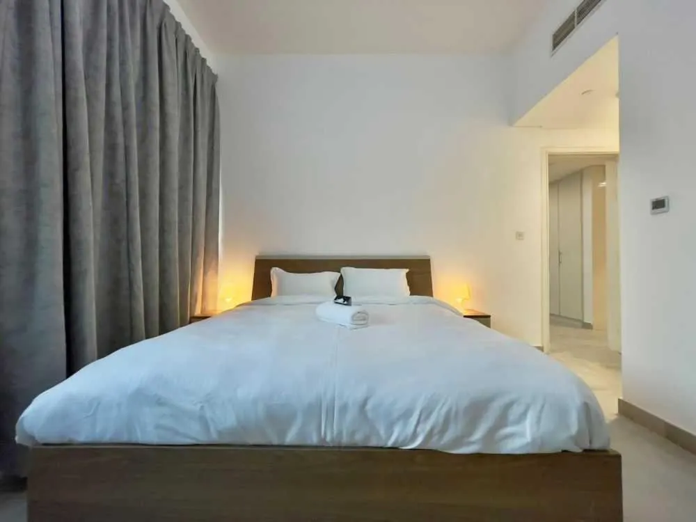 Bedroom, Bed in City View Furnished Apartment in Palette Tower in Tourist Club Area