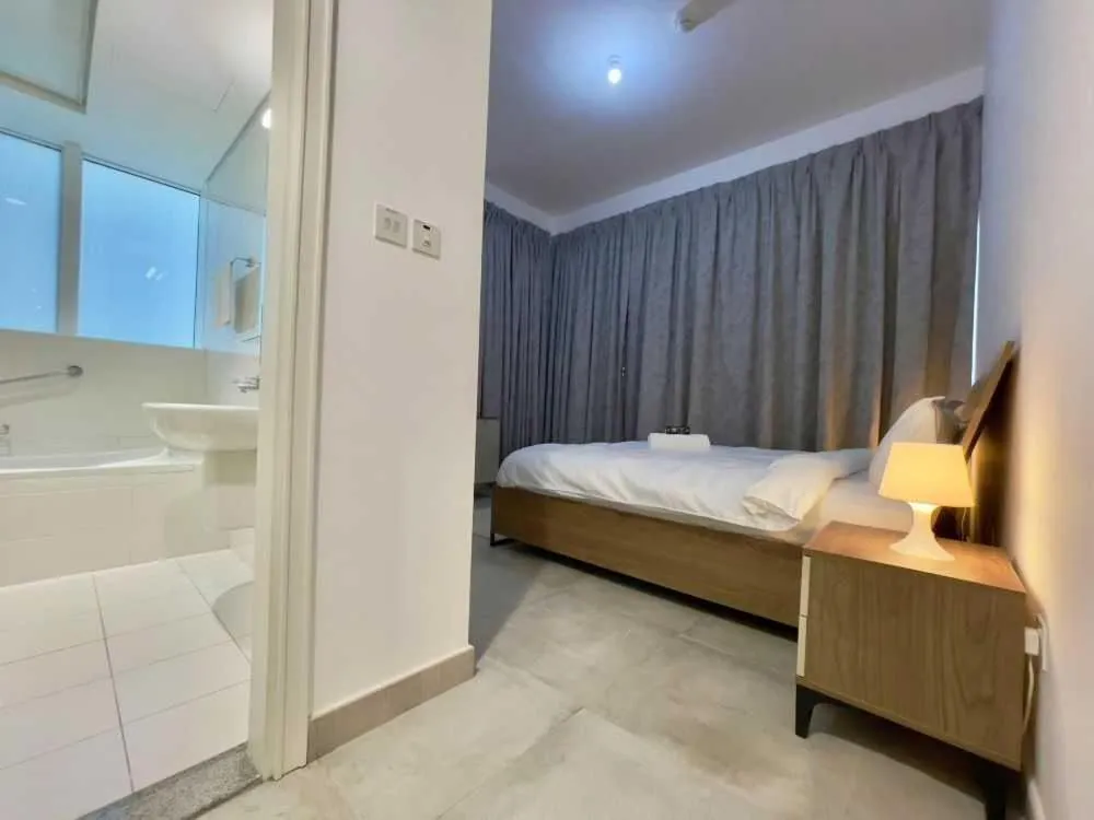 Bedroom, Bed in City View Furnished Apartment in Palette Tower in Tourist Club Area