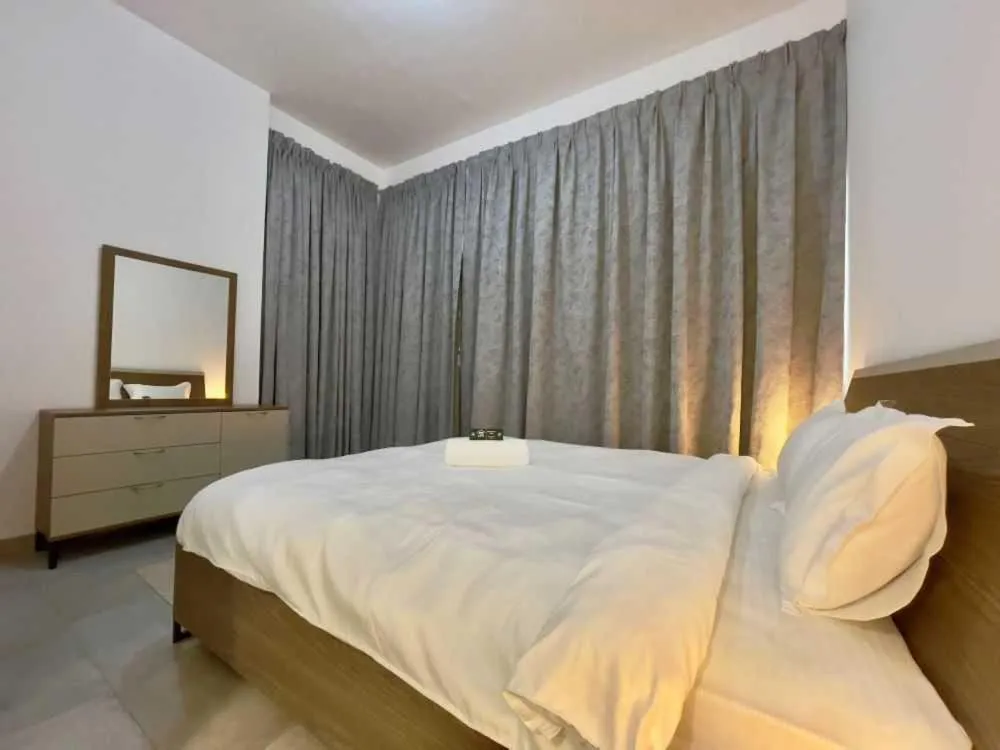 Bedroom, Bed in City View Furnished Apartment in Palette Tower in Tourist Club Area