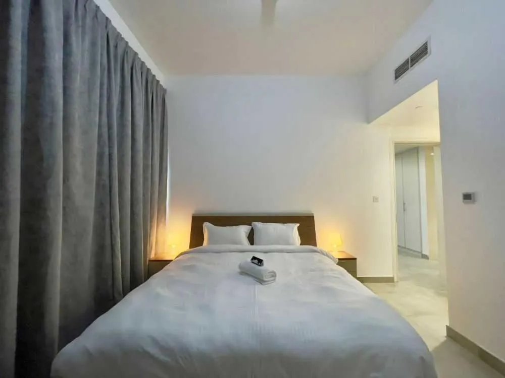 Bedroom, Bed in City View Furnished Apartment in Palette Tower in Tourist Club Area