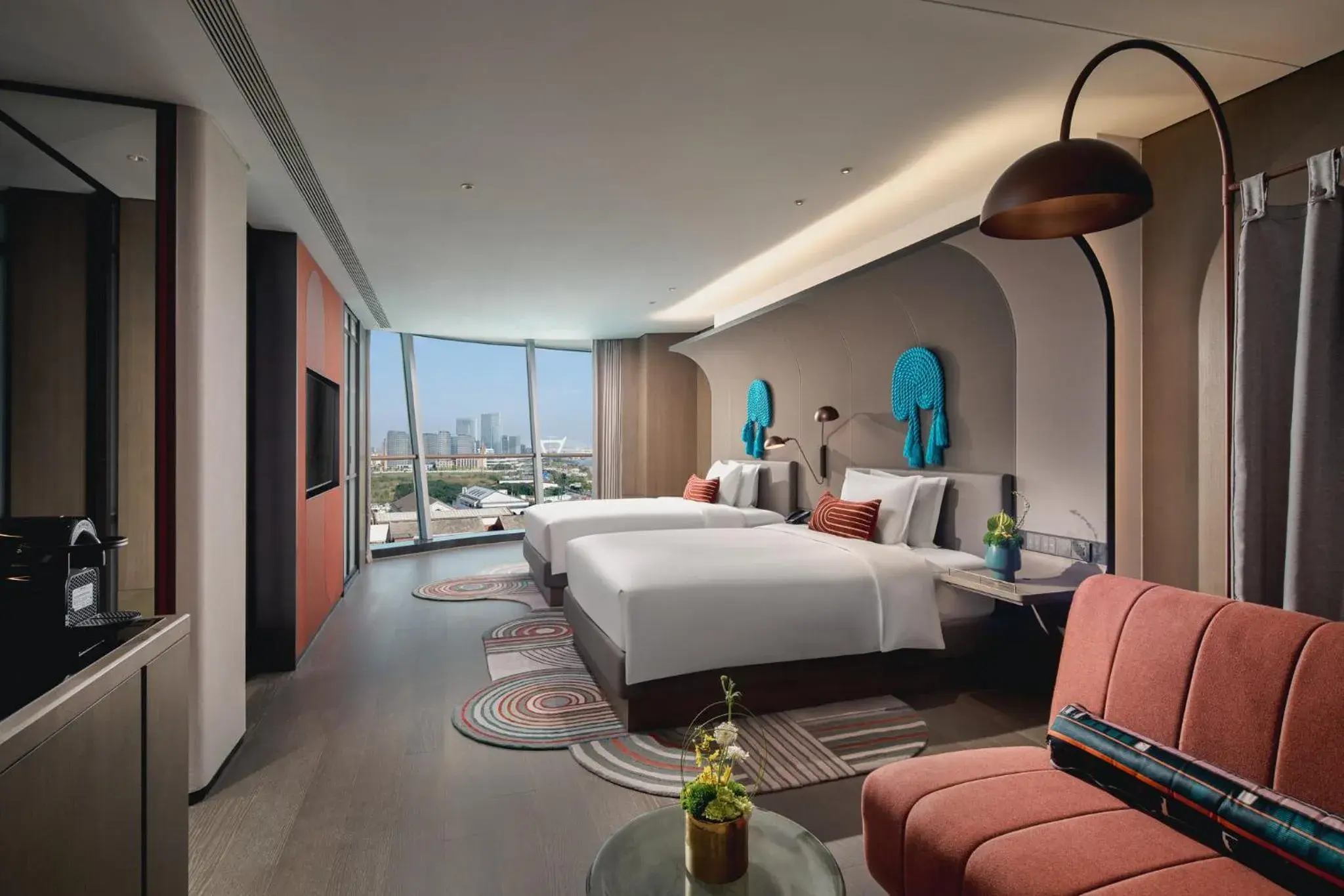 Premium Double Room with Two Double Beds and City View in Hotel Indigo Ningbo Riverside by IHG Premium Double Room with Two Double Beds and City View in Hotel Indigo Ningbo Riverside by IHG