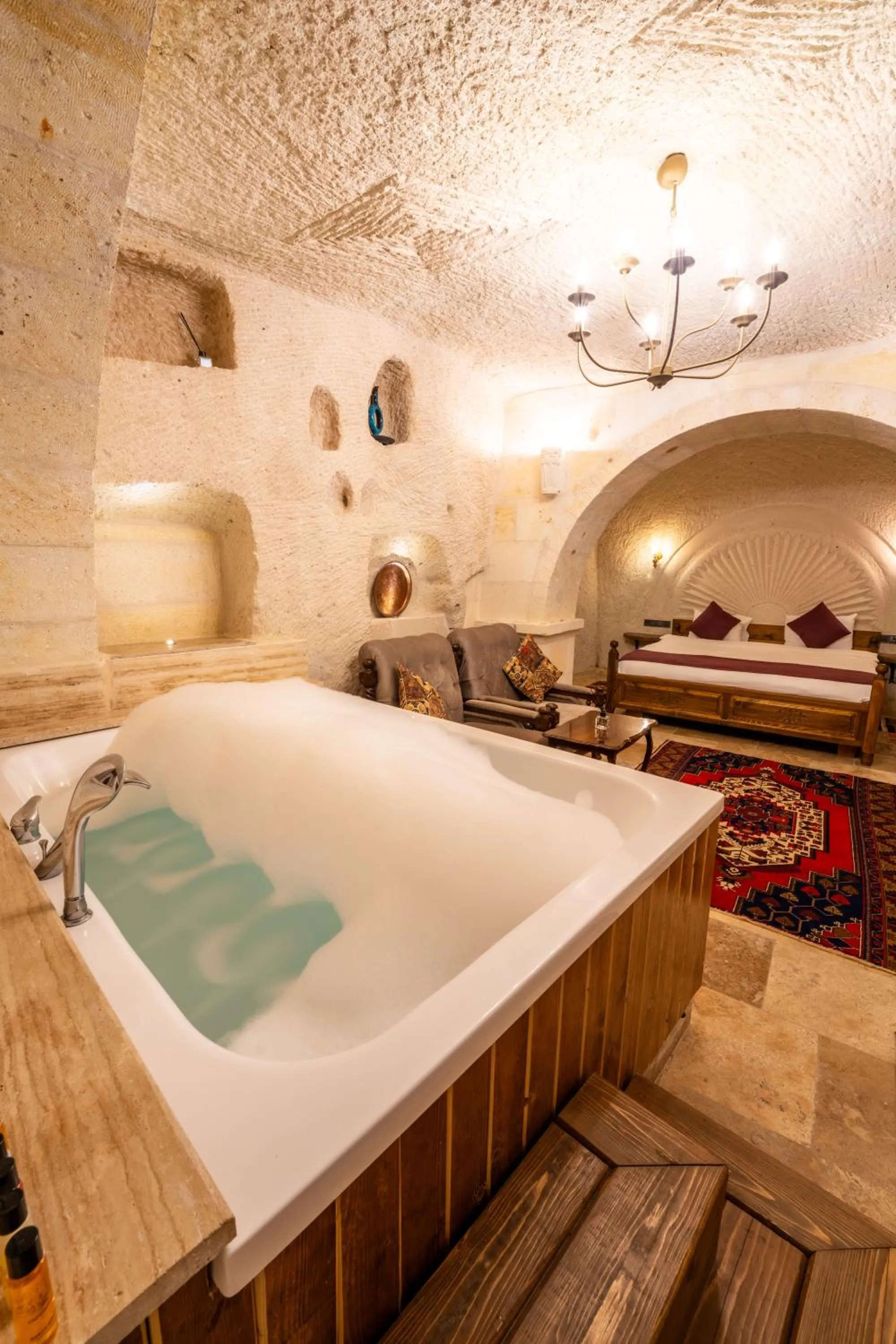 Bed in Library Cave House