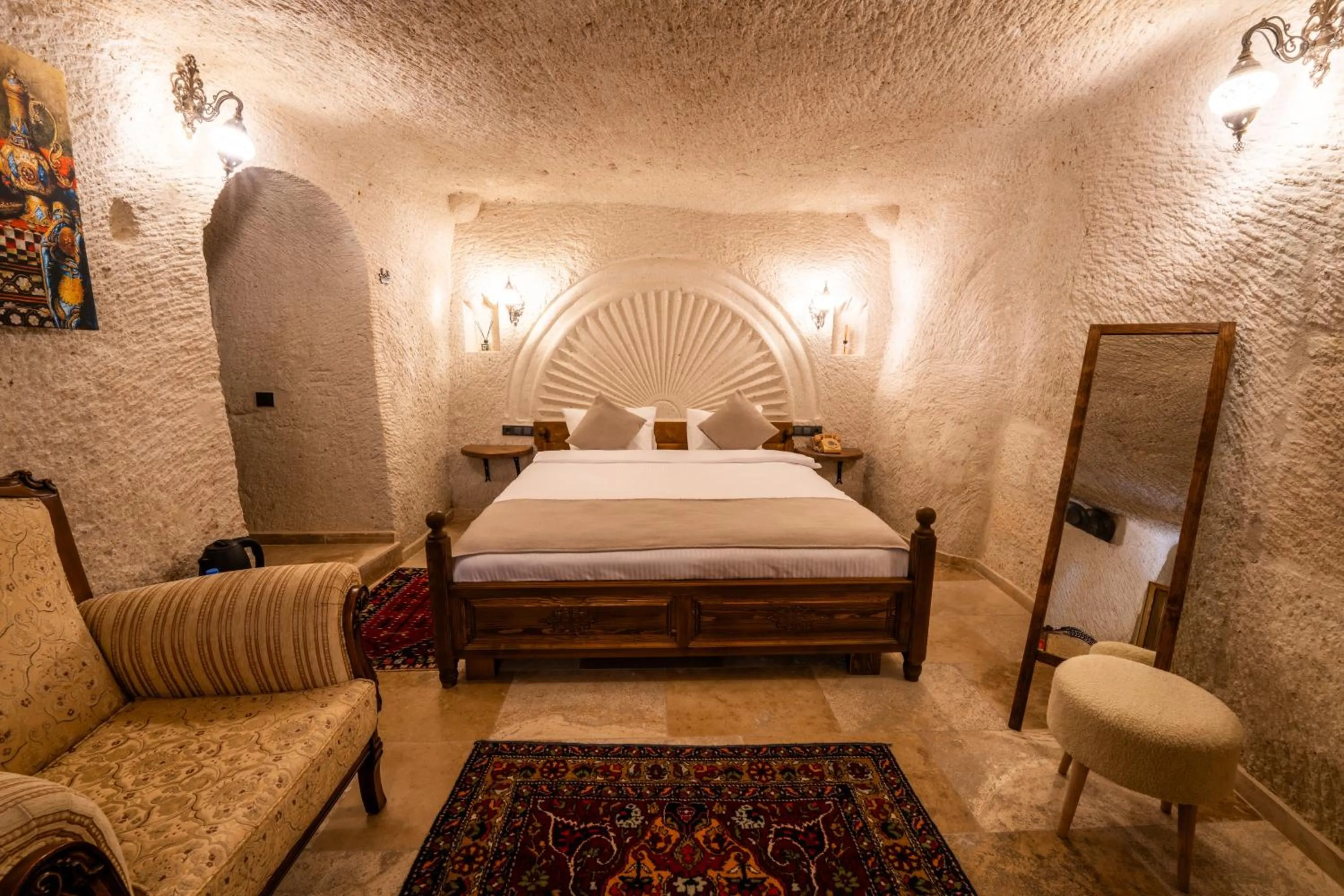 Bed in Library Cave House