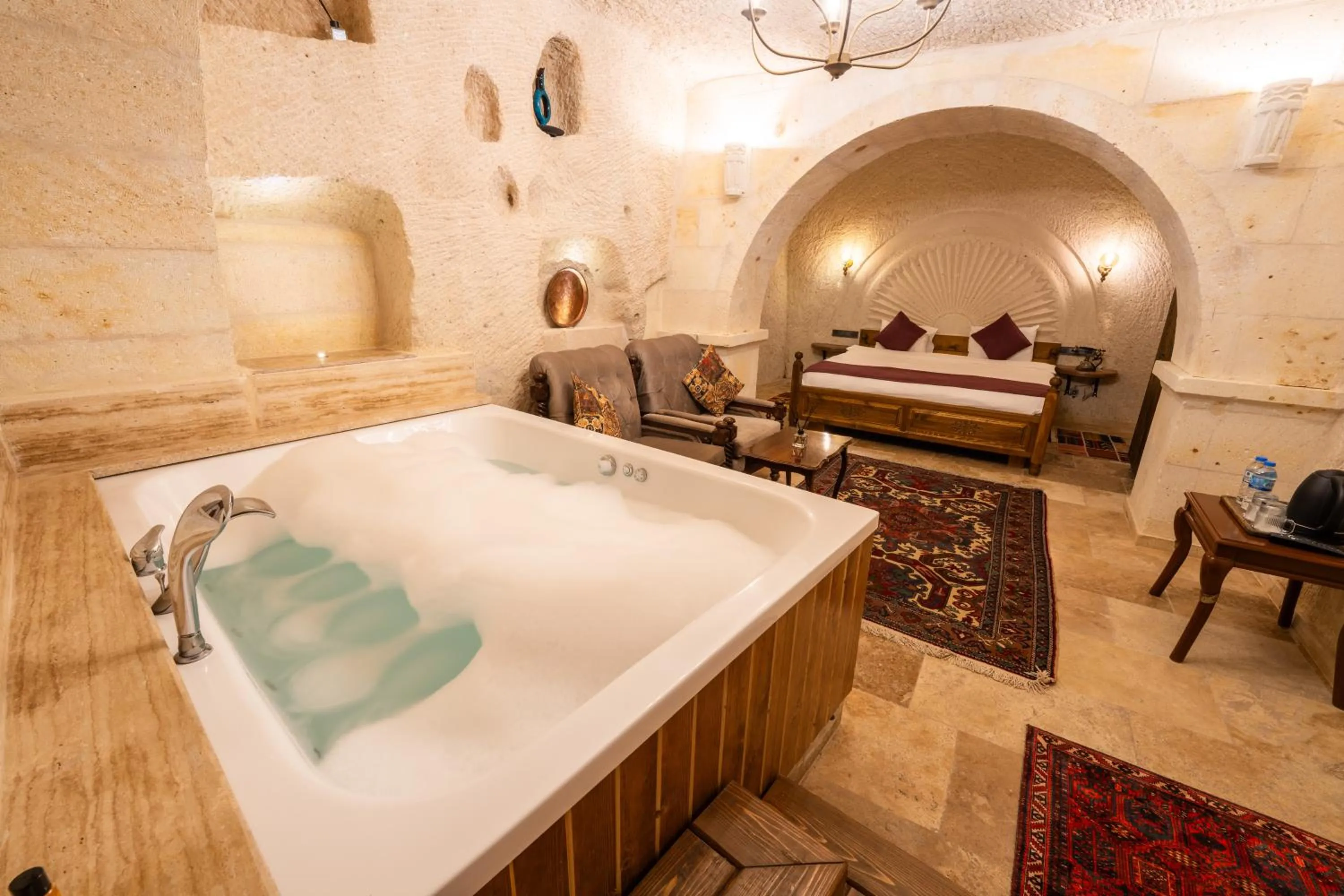 Bed in Library Cave House