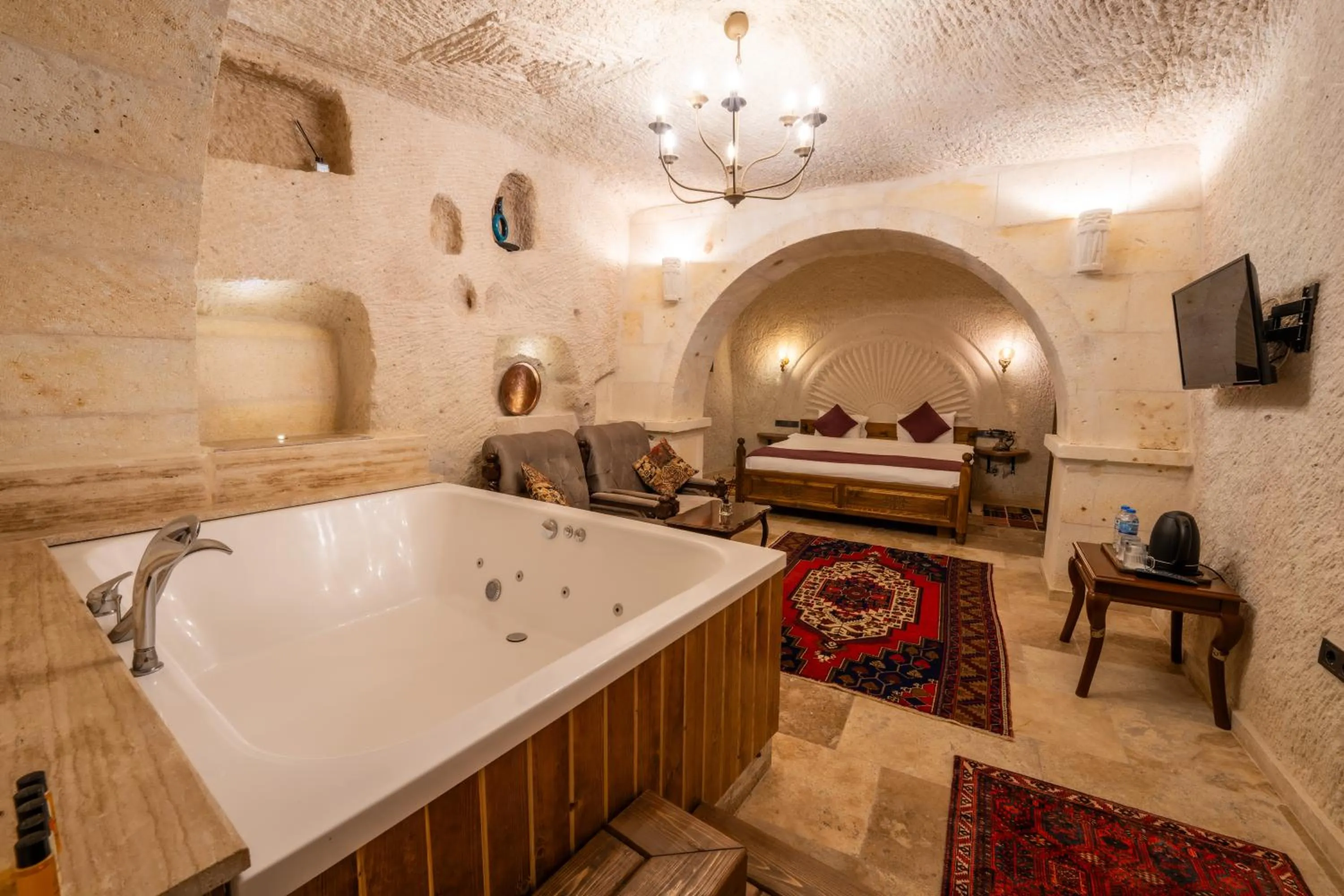 Bed in Library Cave House