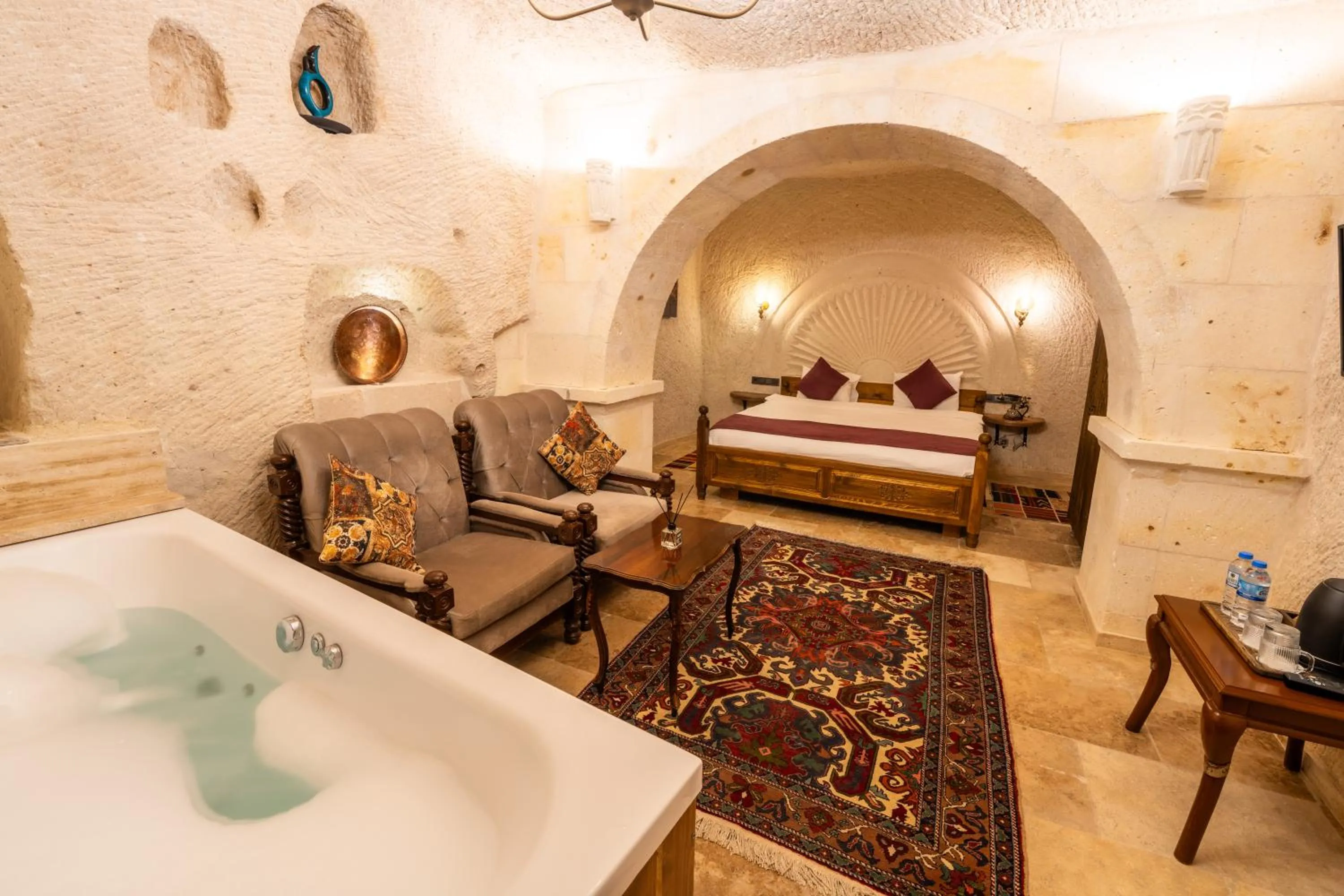 Bed in Library Cave House