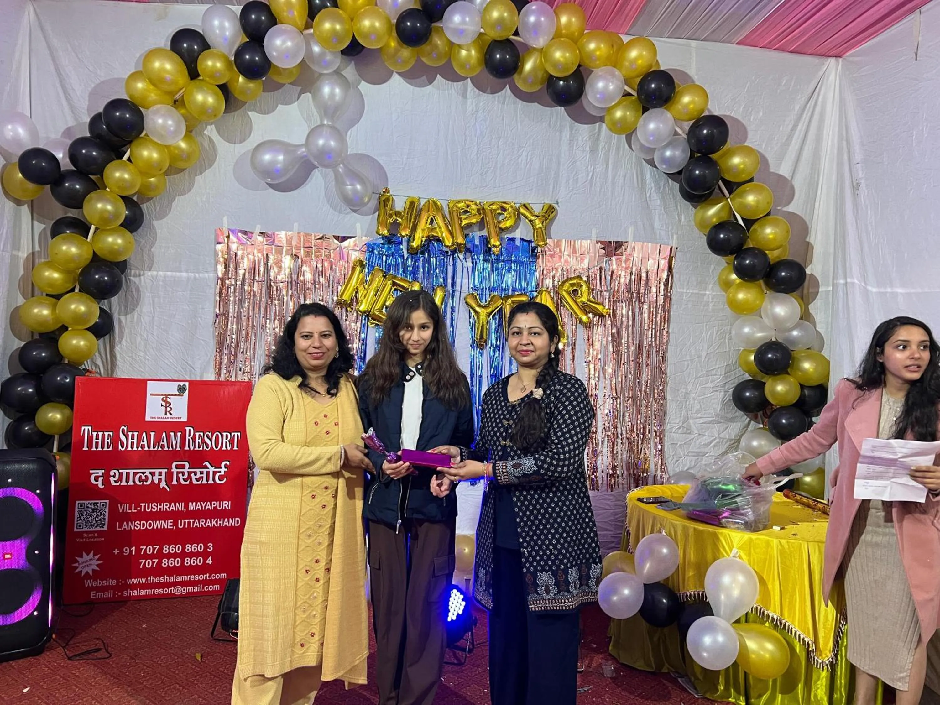 group of guests in The Shalam Resort श्रीकृष्ण शरणं मम