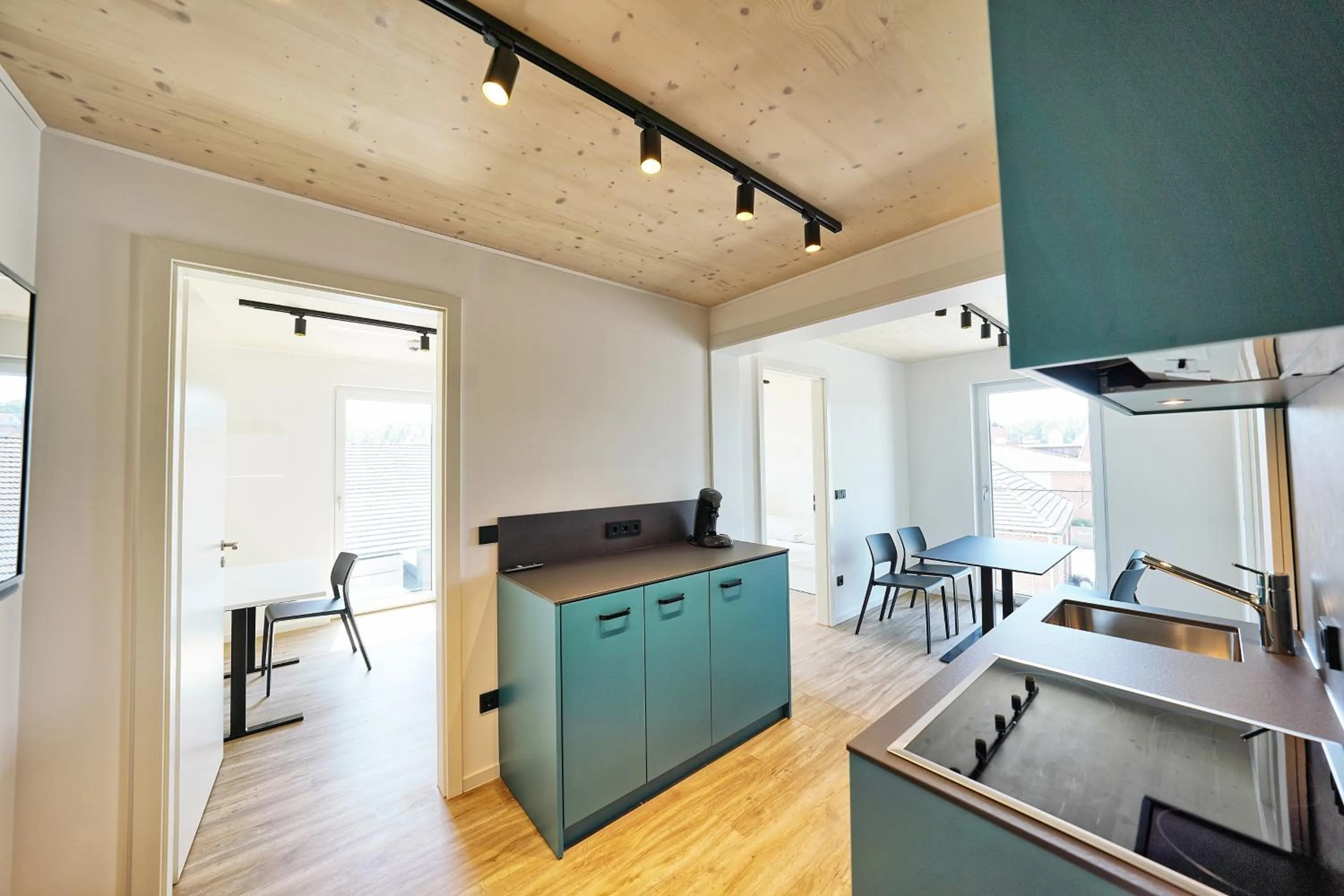 Kitchen or kitchenette in Timber One Boardinghouse Dorfen