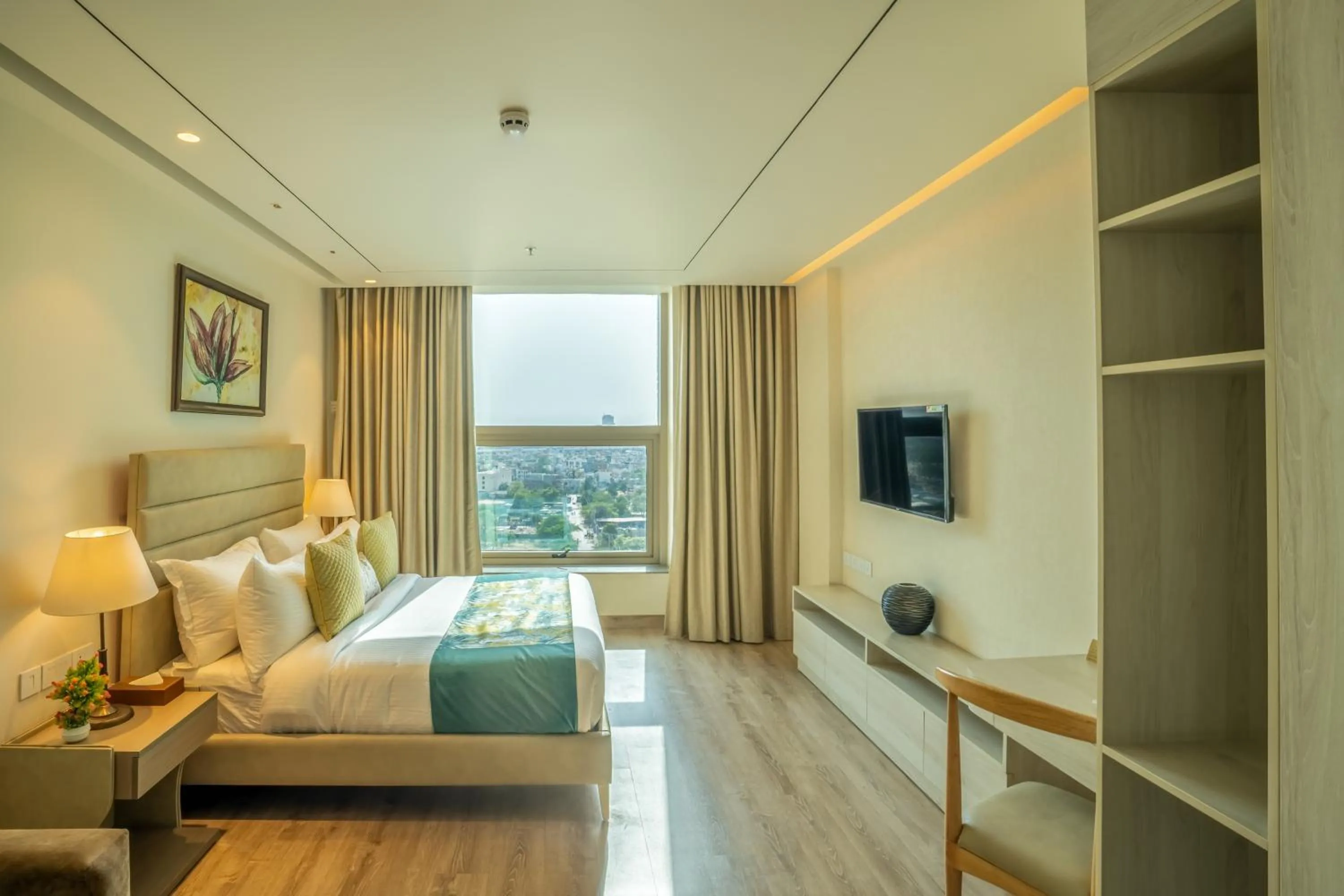 Bedroom, Bed in jüSTa Residences - AIPL Joy Street, Gurgaon