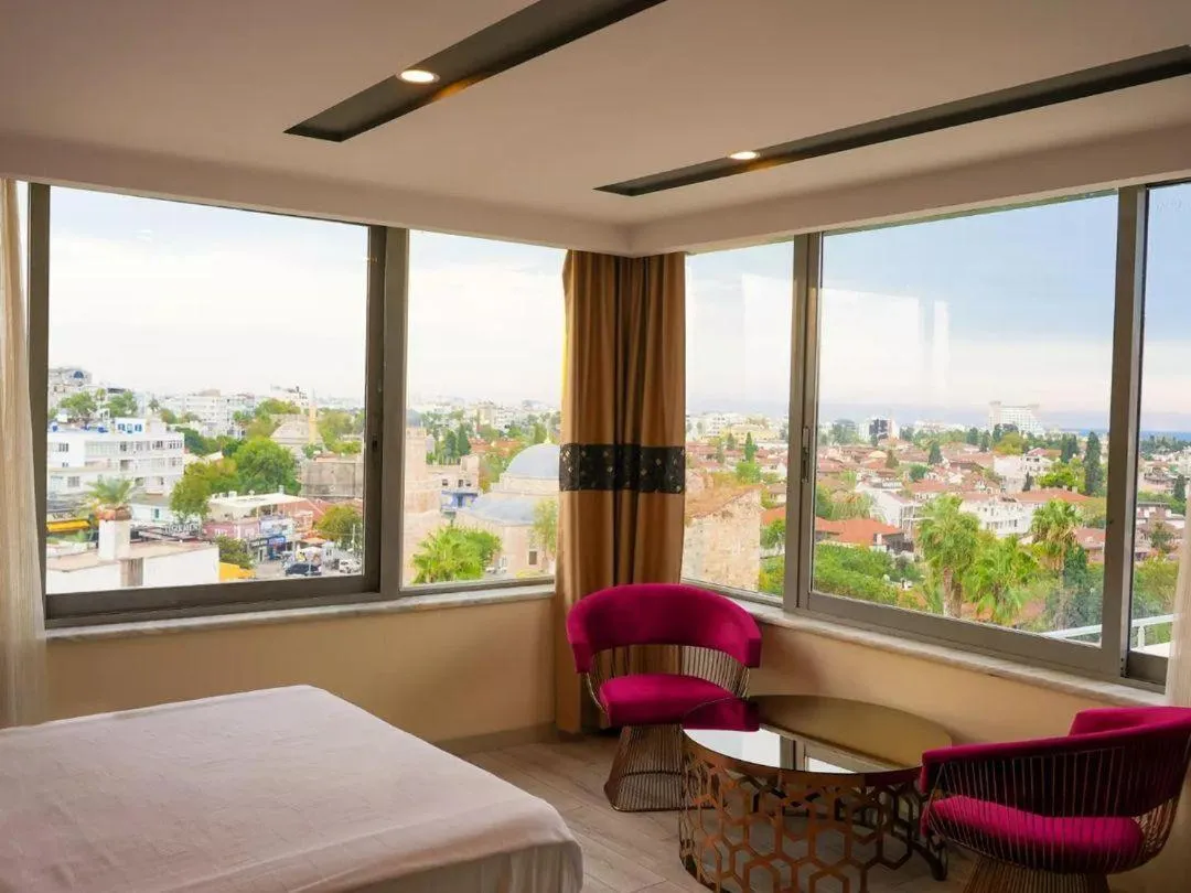 View (from property/room), Bed in Golden Lux Hotel Antalya