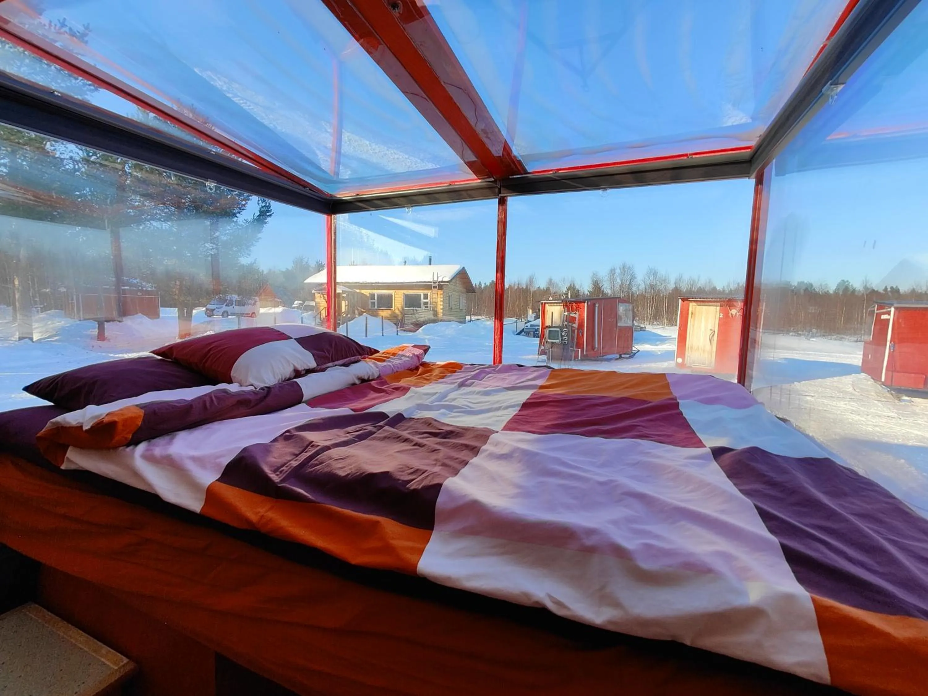 Bed in Lake Inari Mobile Cabins