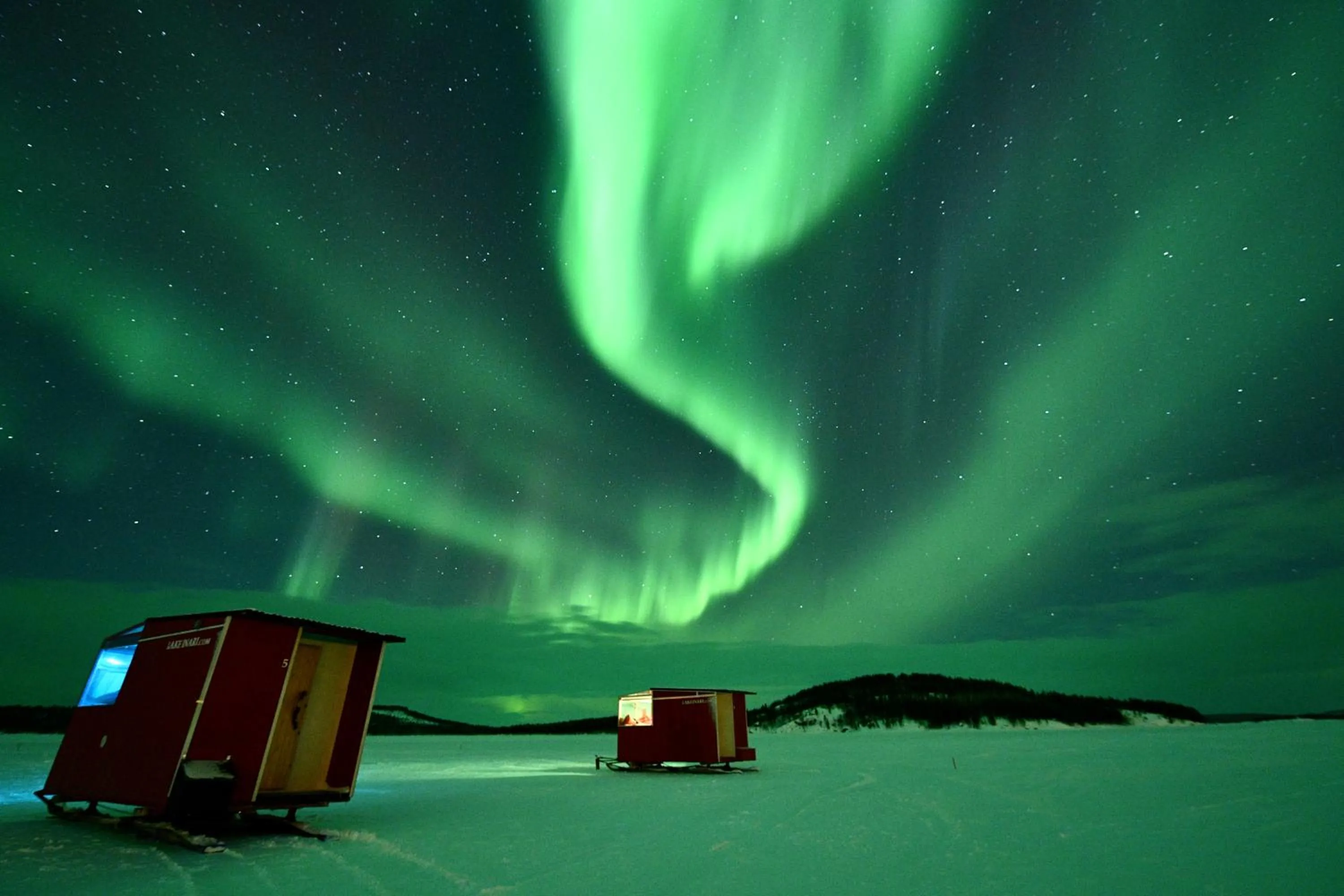 Bedroom in Lake Inari Mobile Cabins