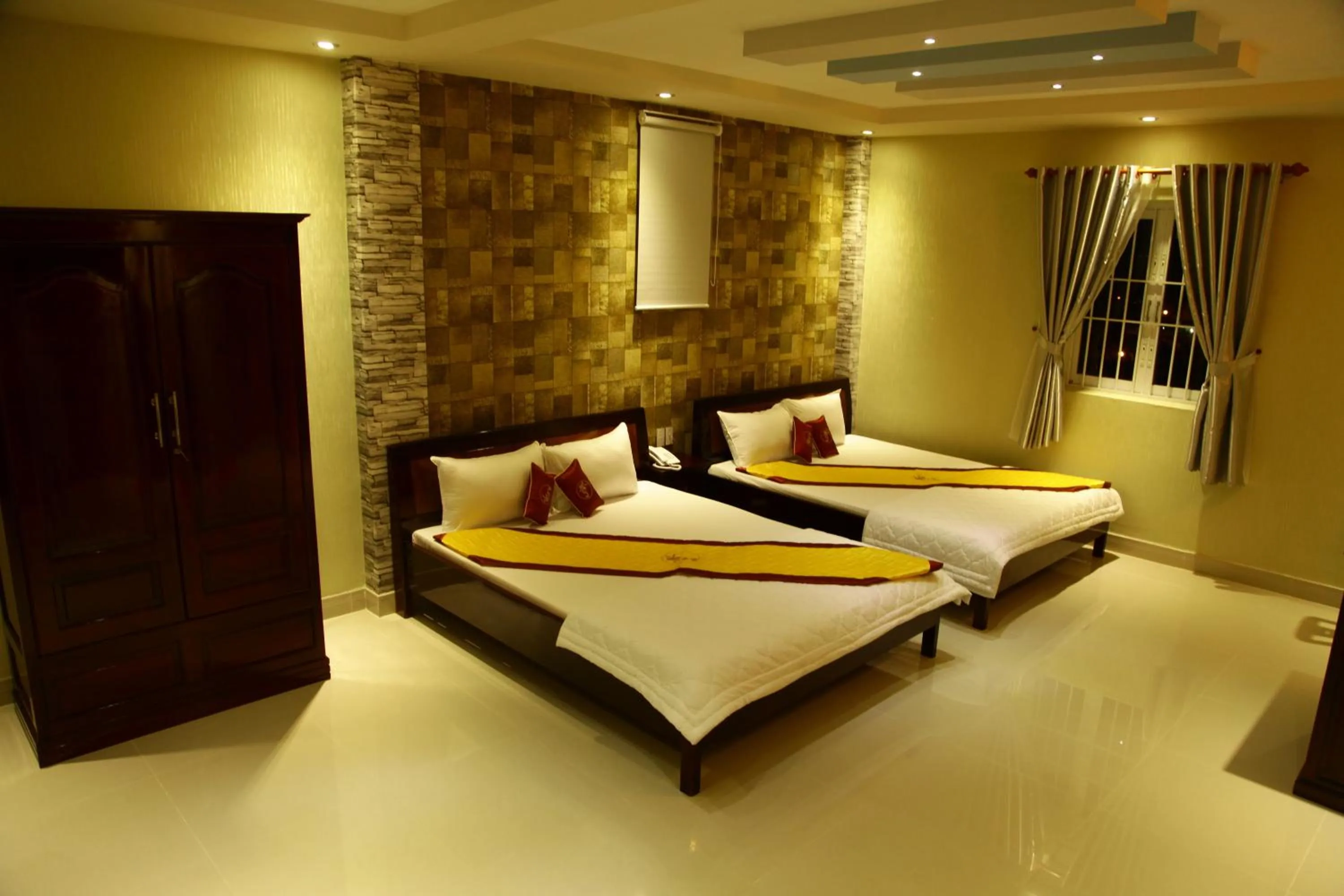 Decorative detail, Bed in Minh Kieu Hotel